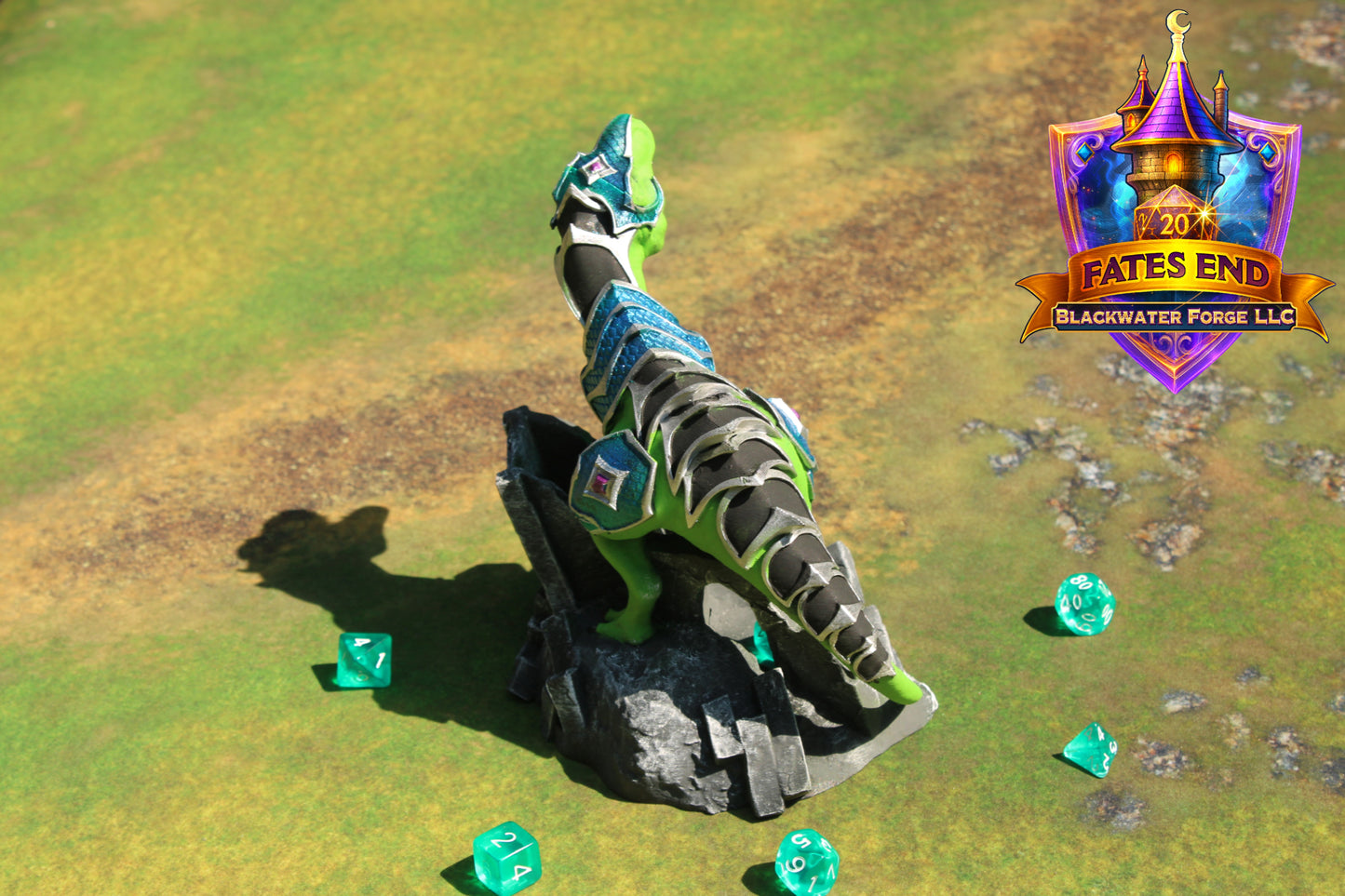 Armored War T-Rex 3D Printed Dice Tower – Fate's End Collection by Kim Bolt - Unleash Prehistoric Power!