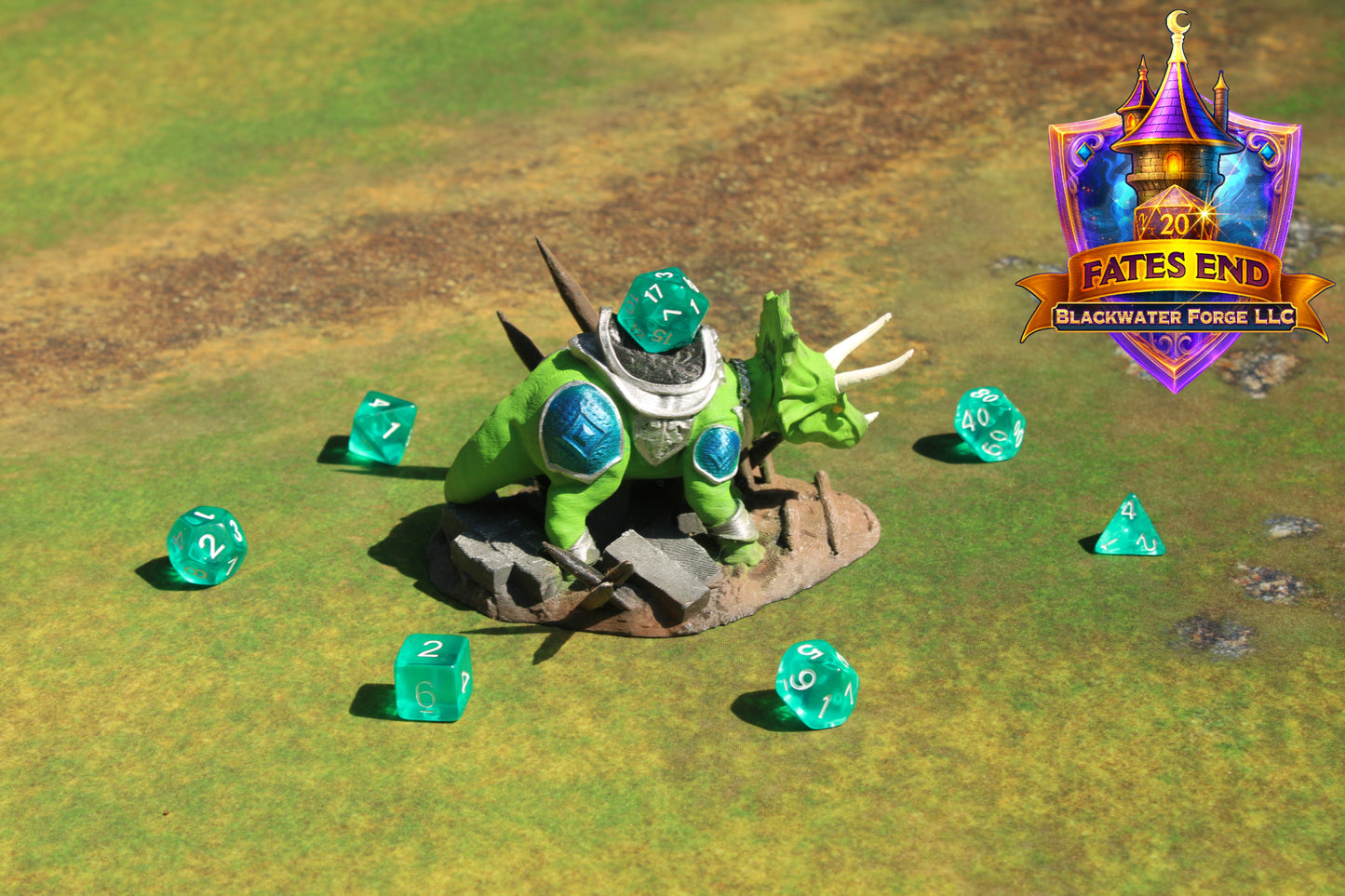 Armored War Triceratops Dinosaur 3D Printed Dice Jail - Fate's End Collection by Kim Bolt - Step back into a Prehistoric World!