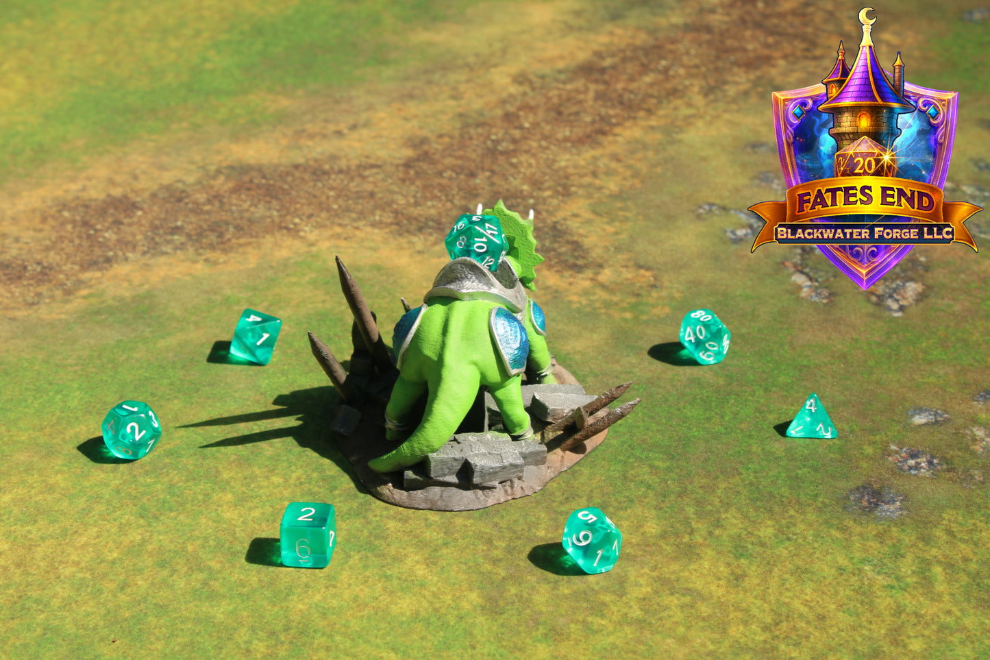 Armored War Triceratops Dinosaur 3D Printed Dice Jail - Fate's End Collection by Kim Bolt - Step back into a Prehistoric World!