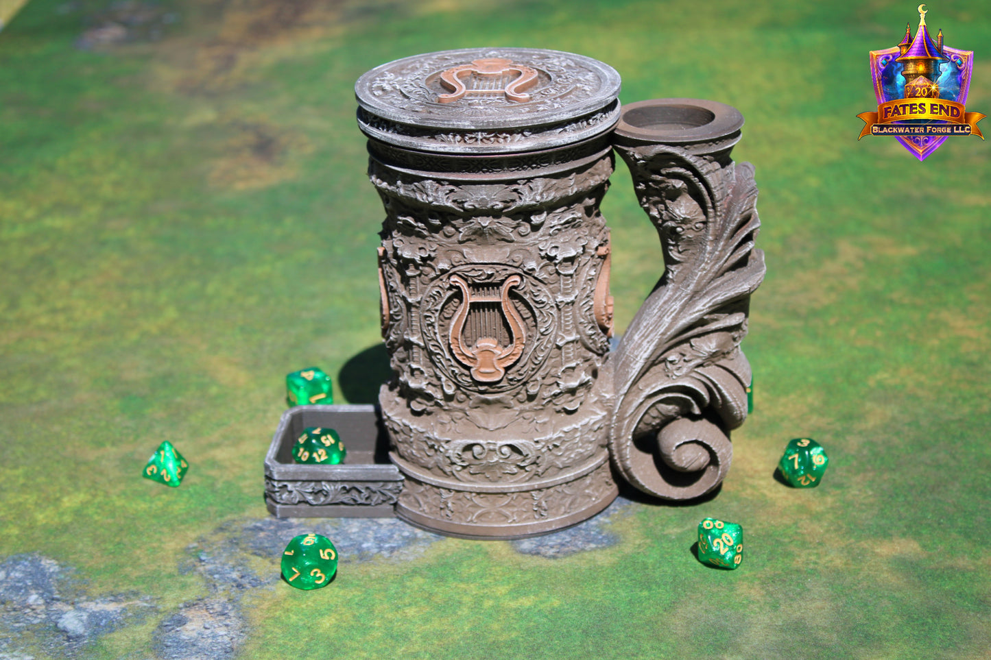 Bard 3D Printed RPG Dice Tower & Can Holder Combo: Fate's End Collection