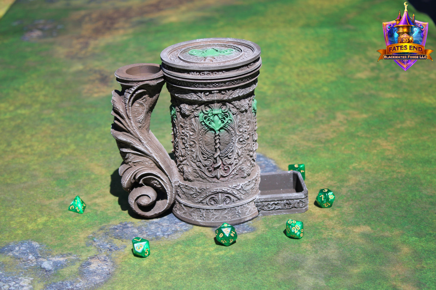 Druid 3D Printed RPG Dice Tower & Can Holder Combo: Fate's End Collection