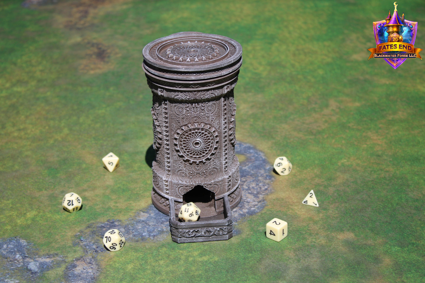 Artificer Steampunk 3D Printed RPG Dice Tower & Can Holder Combo: Fate's End Collection