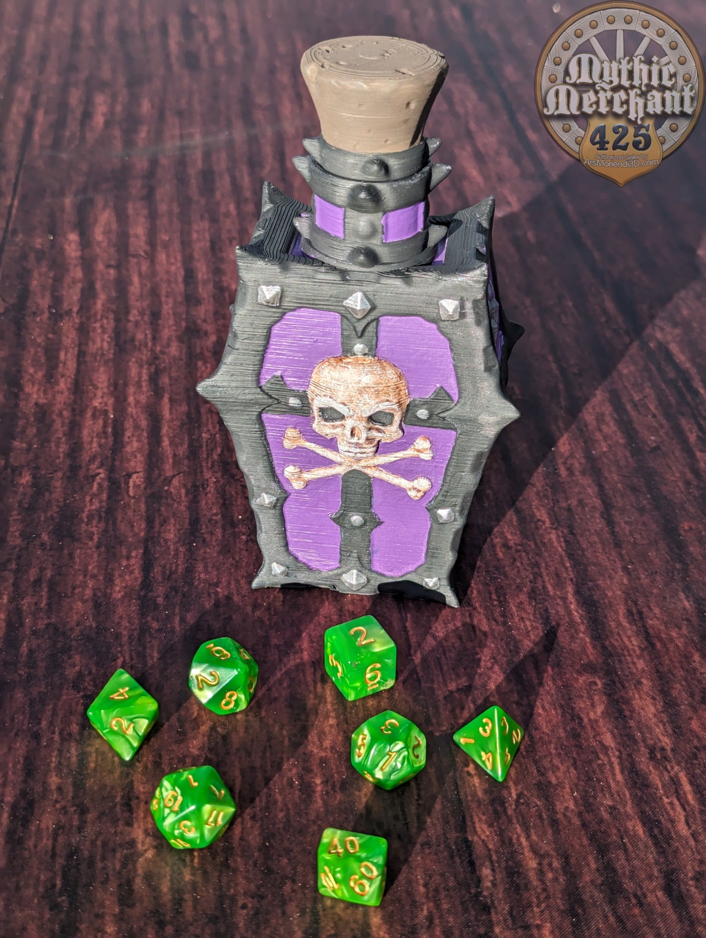 Poison Potion 3D Printed Dice Jail | RPG Dice Vault | D20 Storage Box | Player Gift - Safeguard Dice with a Lethal Elegance!