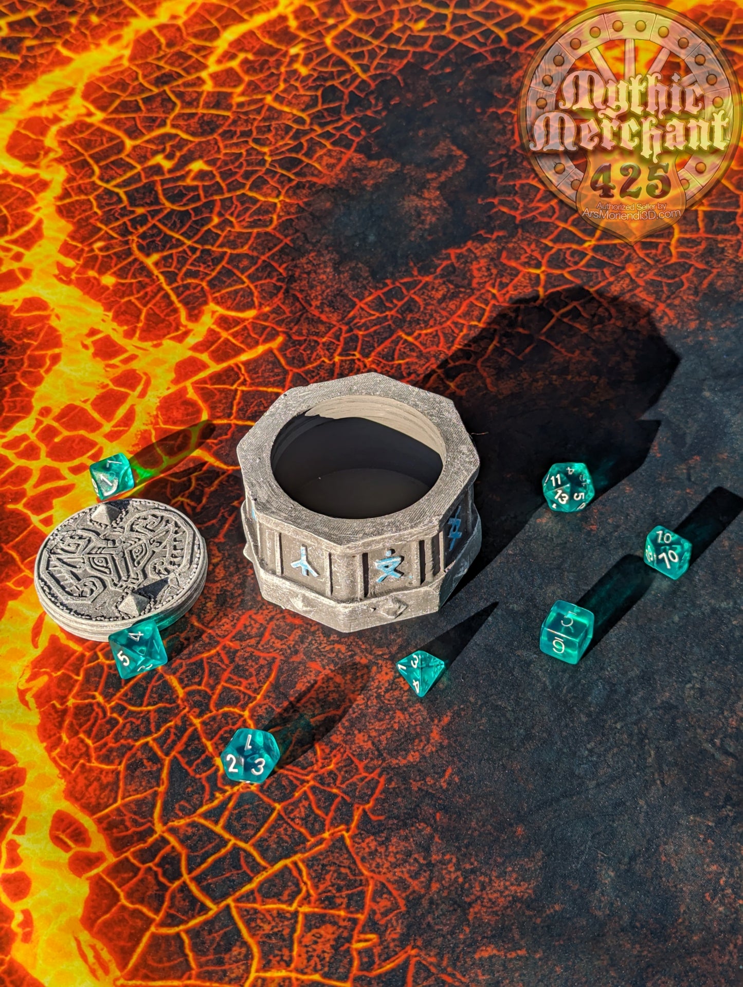 Dwarven 3D Printed Dice Vault | Dice Jail | DnD Can Holder | Table Coaster | Mythic Mugs Collection by Ars Moriendi 3D- Forge Your Destiny!