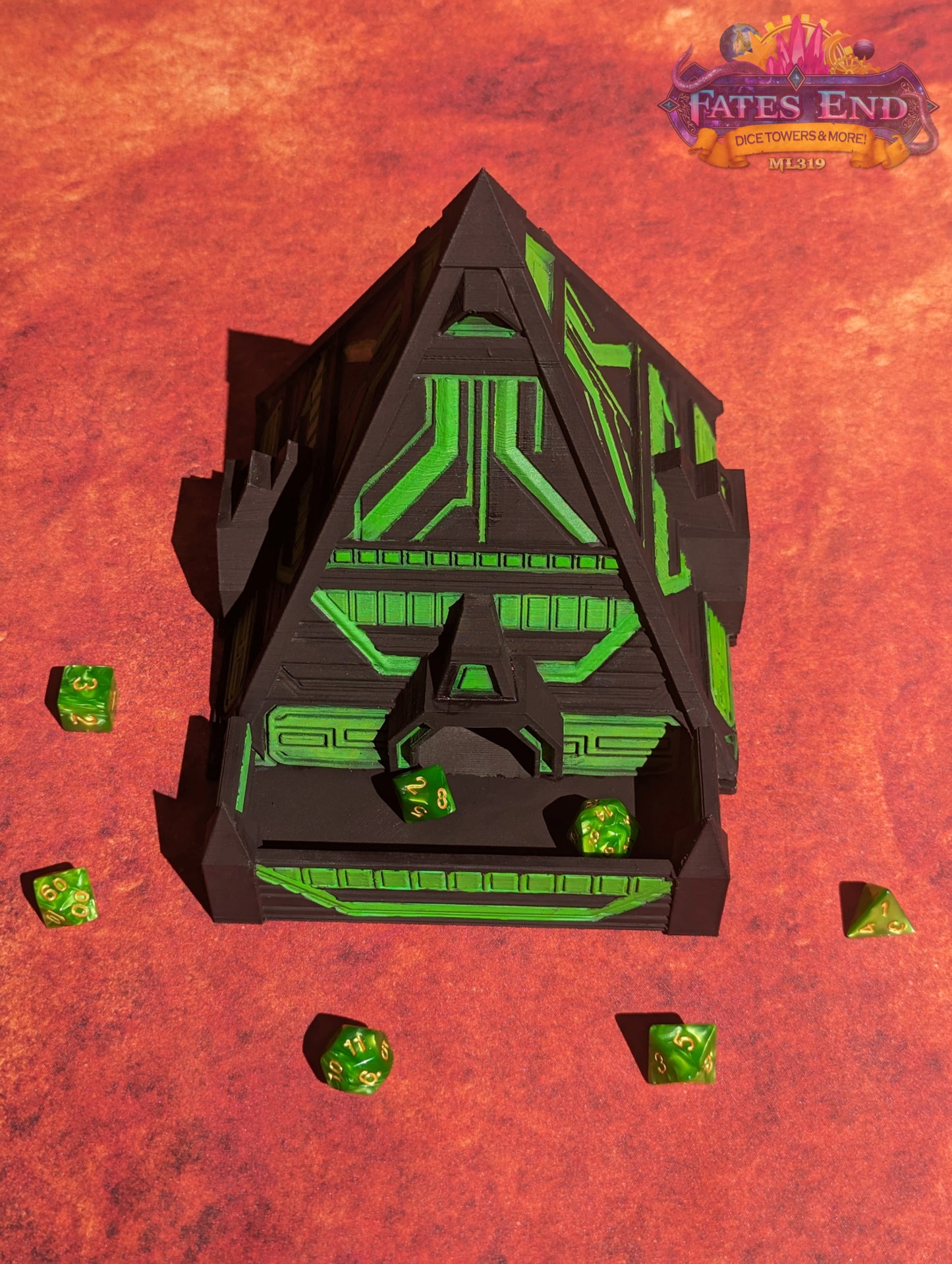 Alien Pyramid 3D Printed Dice Tower - Fate's End Collection - Channel Cosmic Mysteries with Each Ancient Roll!