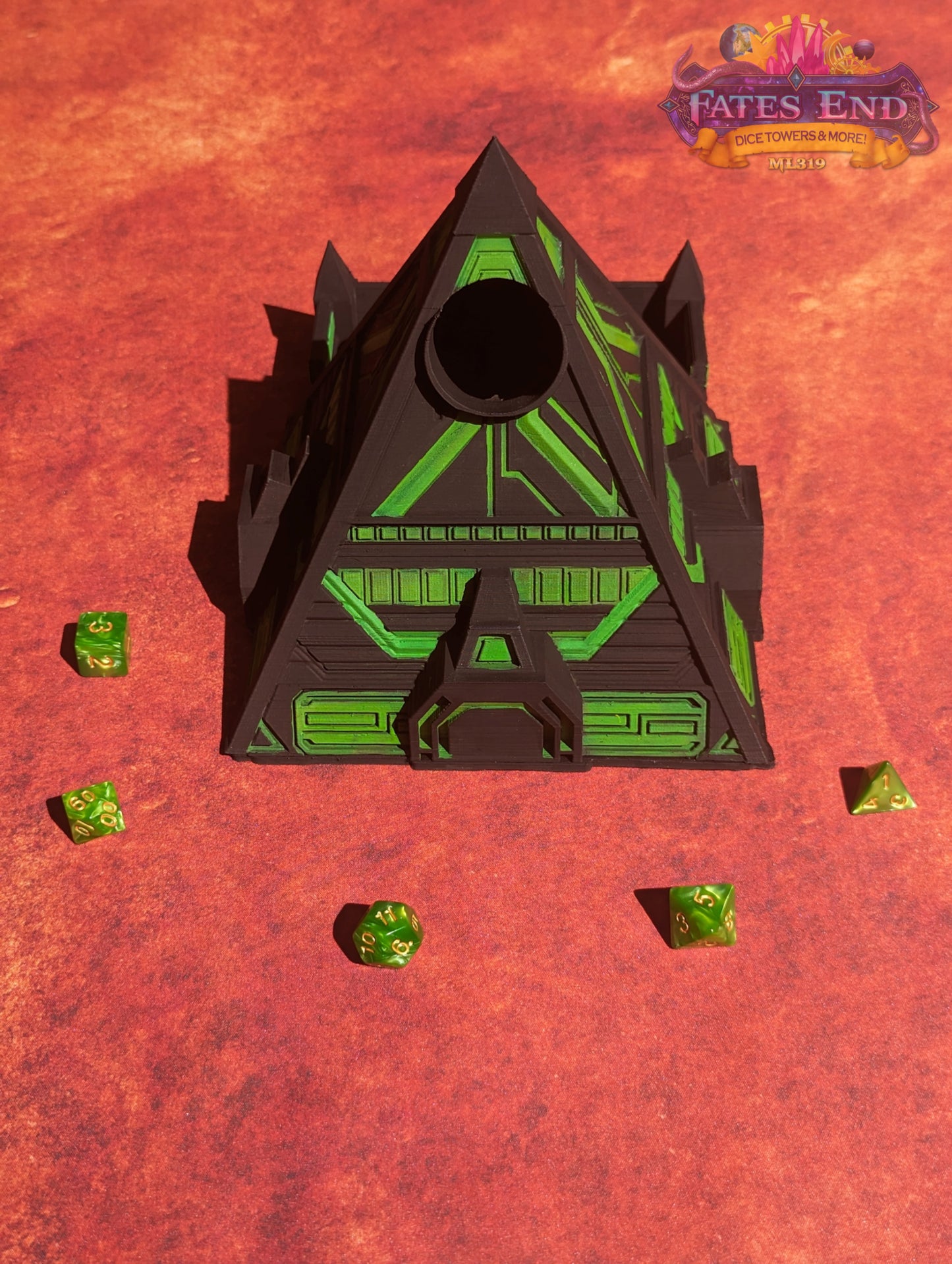 Alien Pyramid 3D Printed Dice Tower - Fate's End Collection - Channel Cosmic Mysteries with Each Ancient Roll!