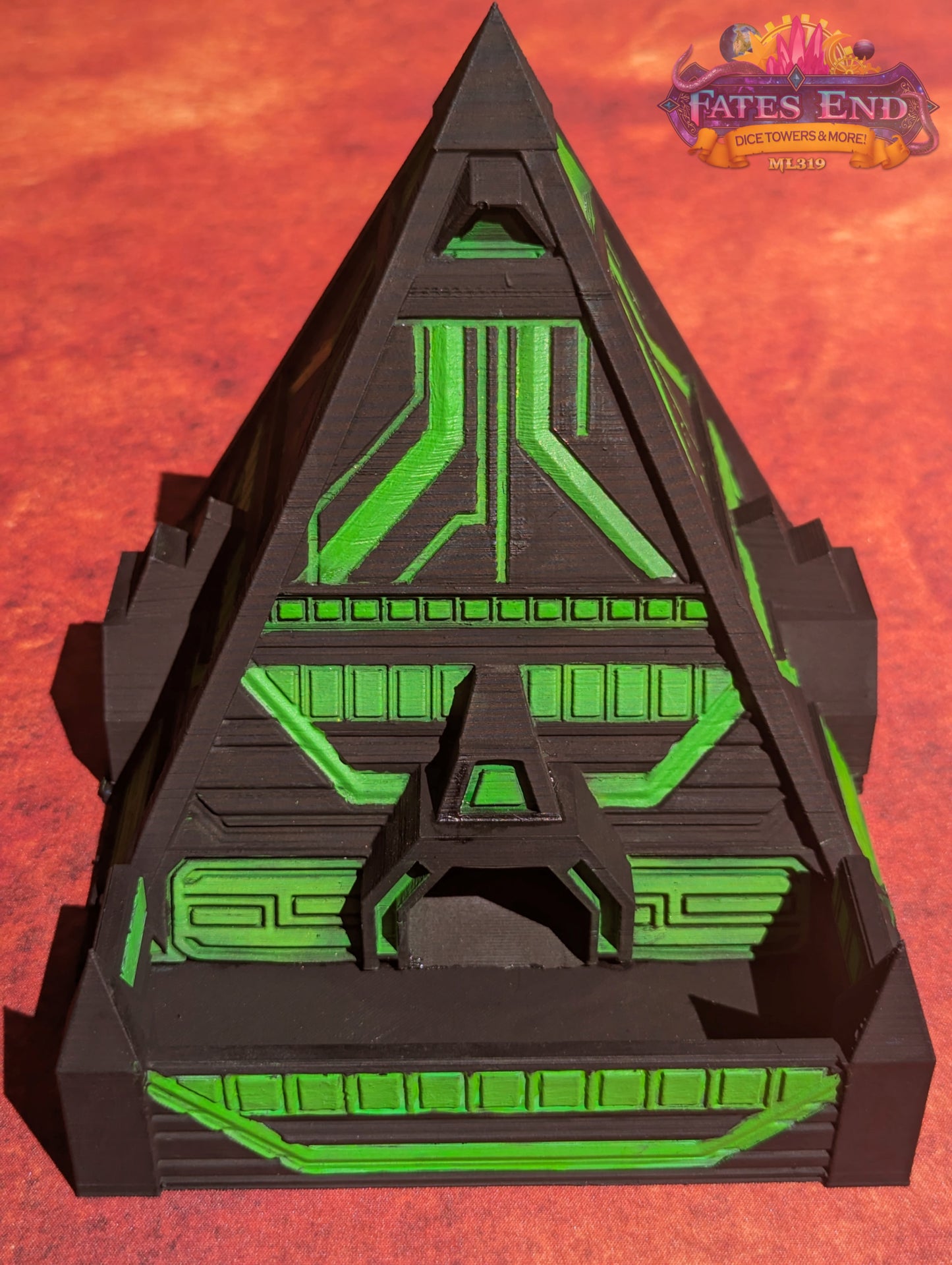 Alien Pyramid 3D Printed Dice Tower - Fate's End Collection - Channel Cosmic Mysteries with Each Ancient Roll!