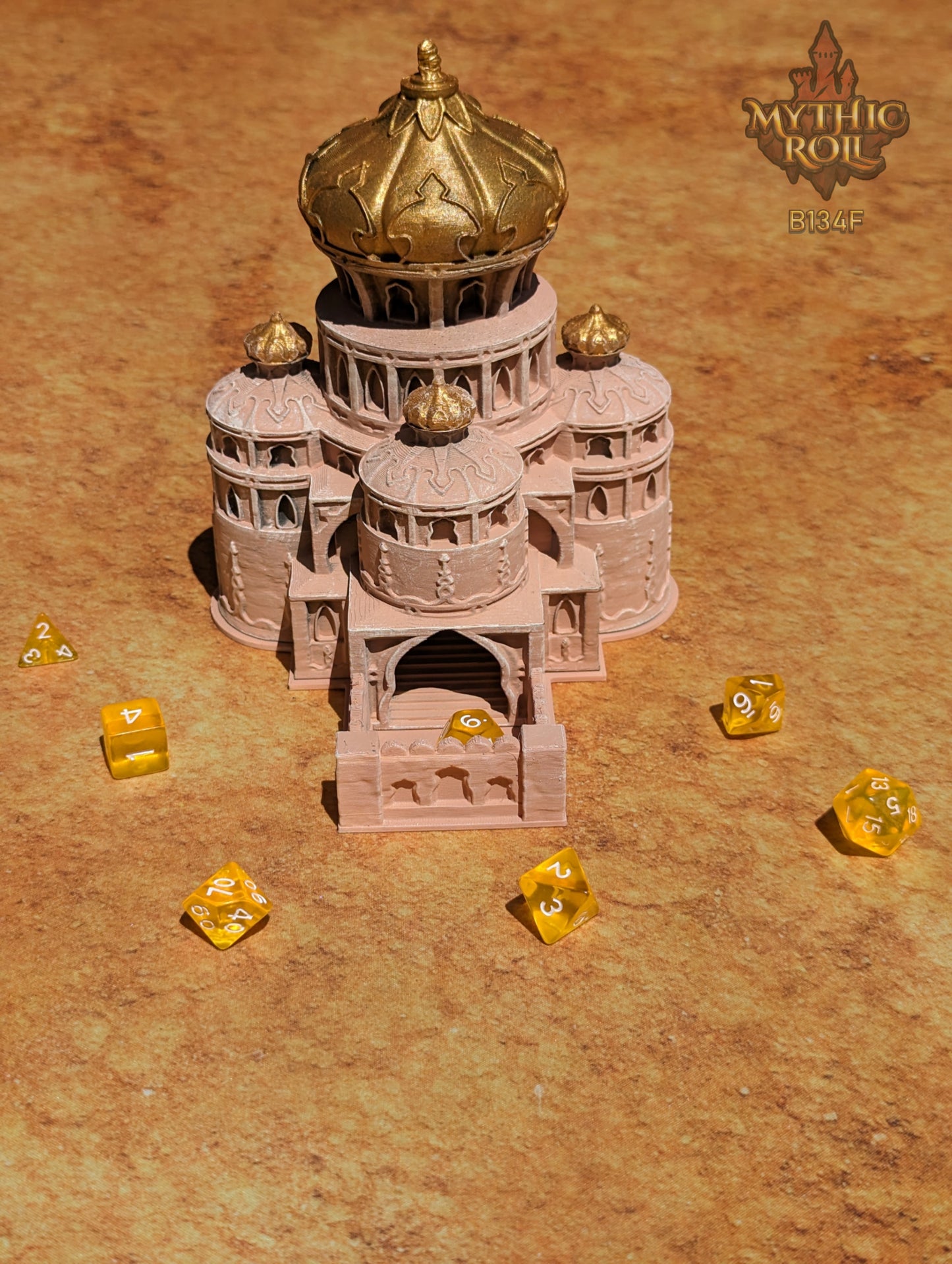 Al Qala 3D Printed Dice Tower by Unchained Games - Mythic Roll - Experience the Desert Warrior's Enigmatic Echoes with each roll!