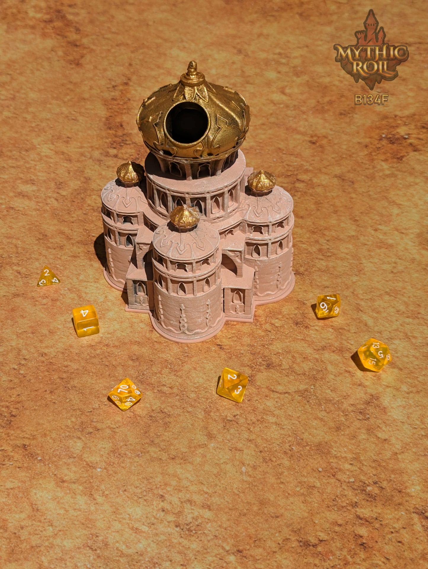 Al Qala 3D Printed Dice Tower by Unchained Games - Mythic Roll - Experience the Desert Warrior's Enigmatic Echoes with each roll!