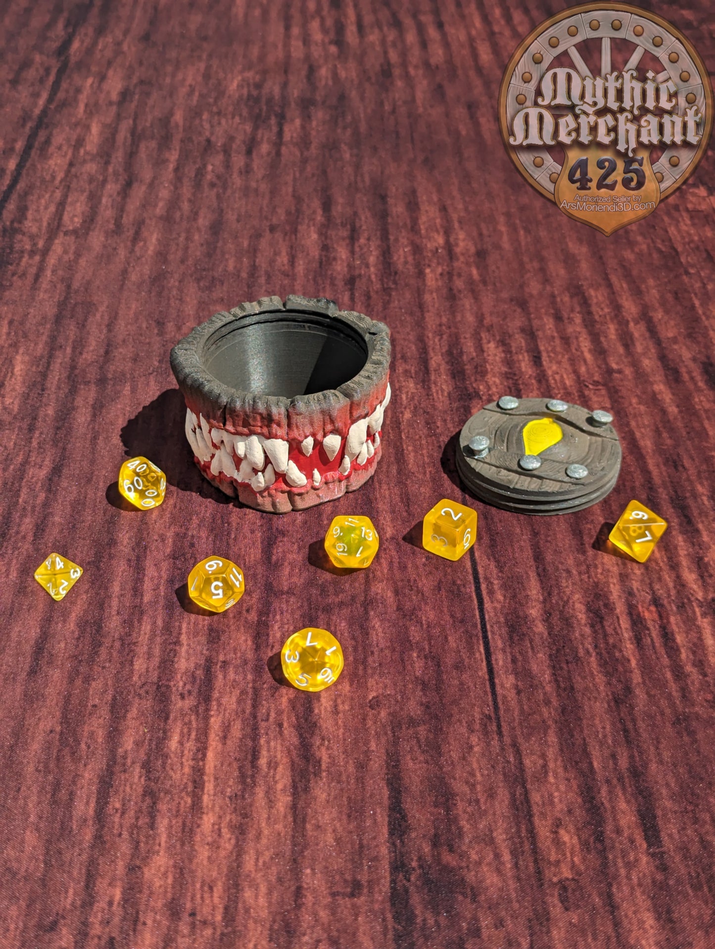 Mimic Monster 3D Printed Dice Jail | Dice Vault | Dice Storage Box | Tabletop Coaster | DnD Player Gift | Mythic Mugs by Ars Moriendi 3D