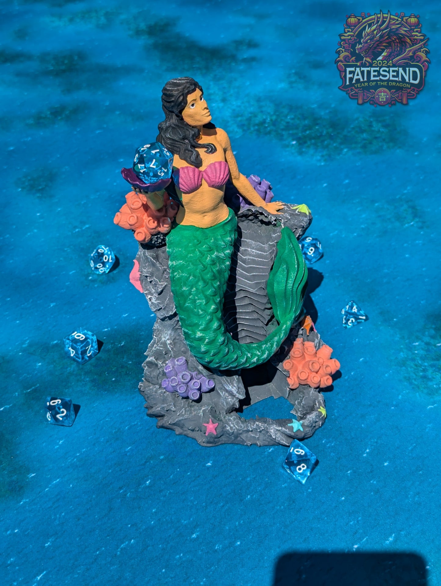 Mermaid 3D Printed RPG Dice Tower - Fate's End Collection - Dive into Adventure!