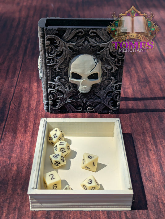 Black Mana Symbol 3D Printed Spell Book Tome: RPG Dice Tray, Tokens, & Card Storage