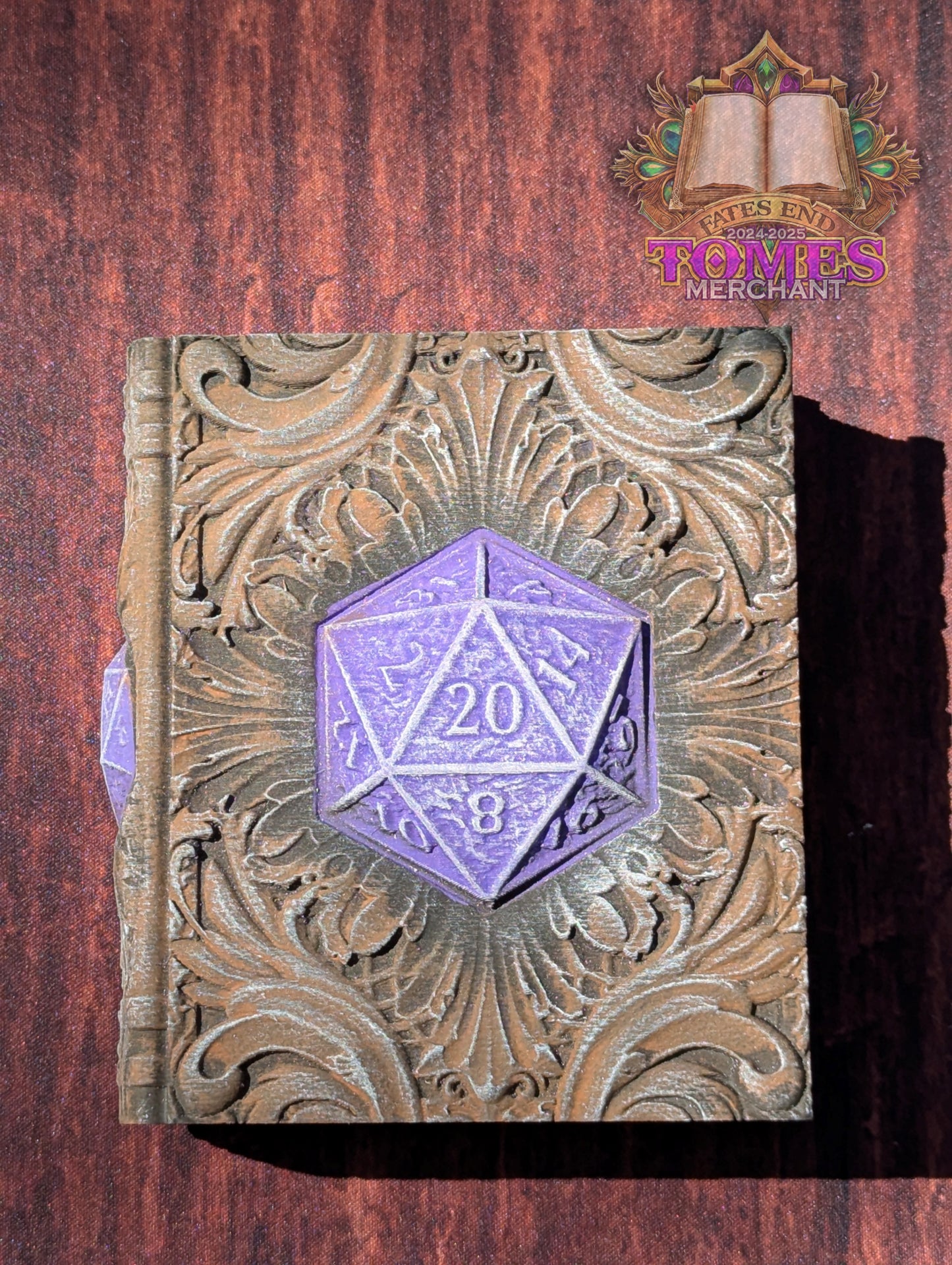 Critical Hit D20 3D Printed RPG Spell Book Tome: RPG Dice Tray, Tokens, & Card Storage