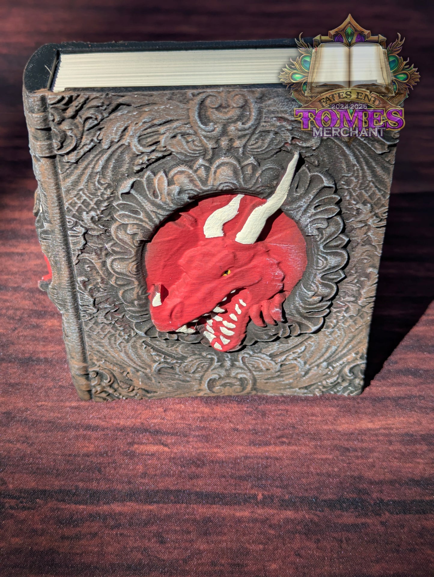 Dragon 3D Printed RPG Spell Book Tome: RPG Dice Tray, Tokens, & Card Storage