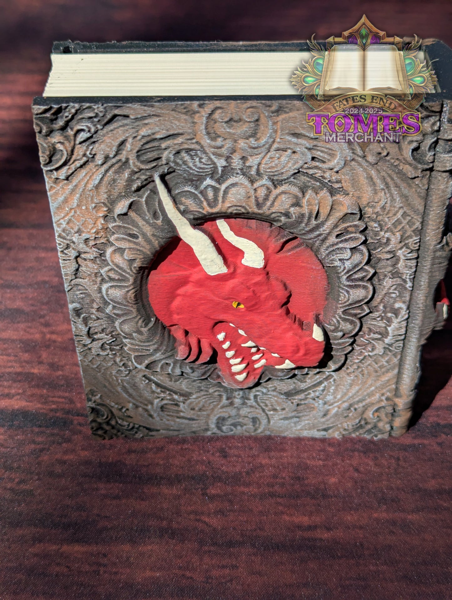 Dragon 3D Printed RPG Spell Book Tome: RPG Dice Tray, Tokens, & Card Storage