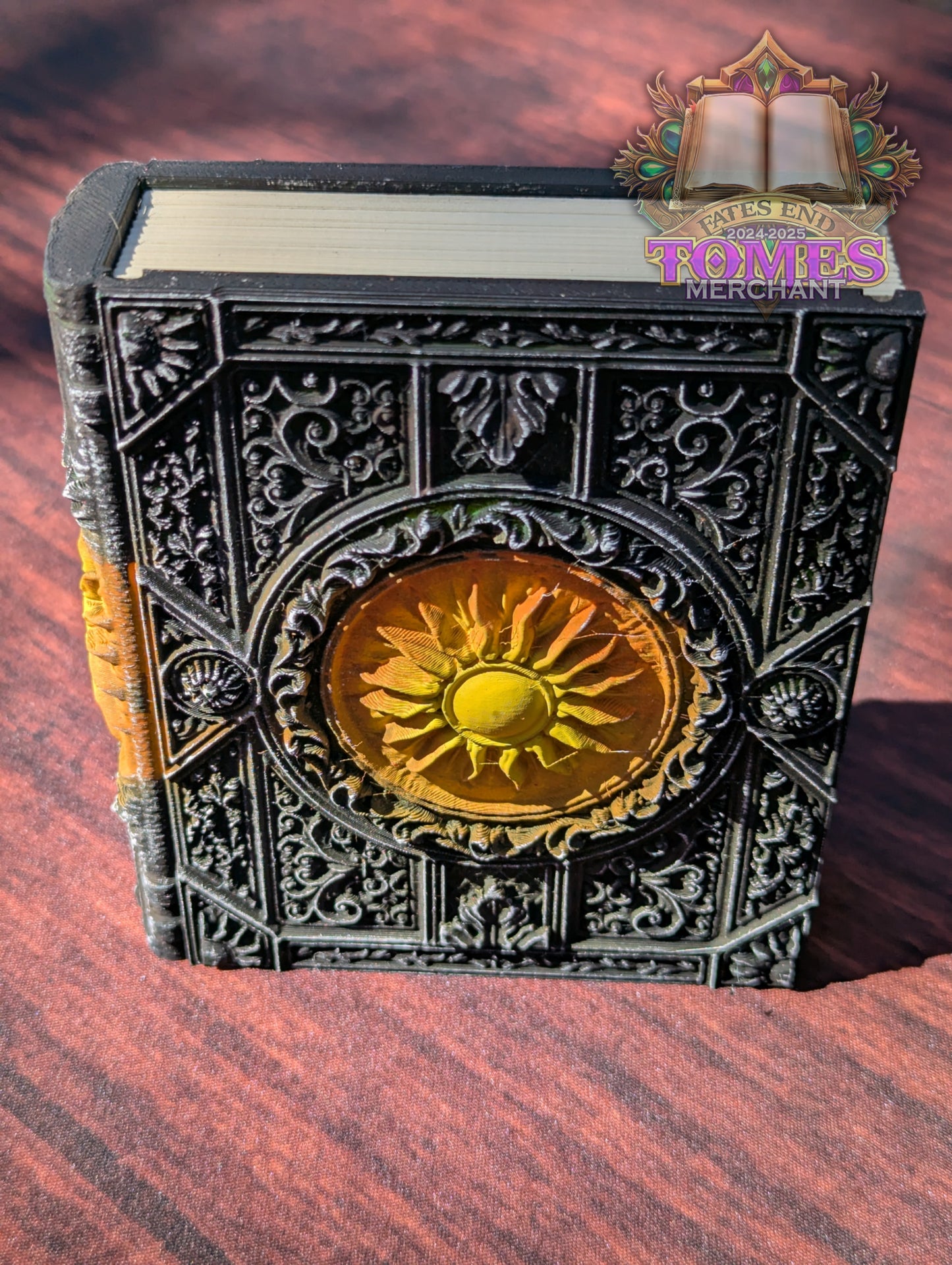 White Mana Symbol 3D Printed Spell Book Tome: RPG Dice Tray, Tokens, & Card Storage