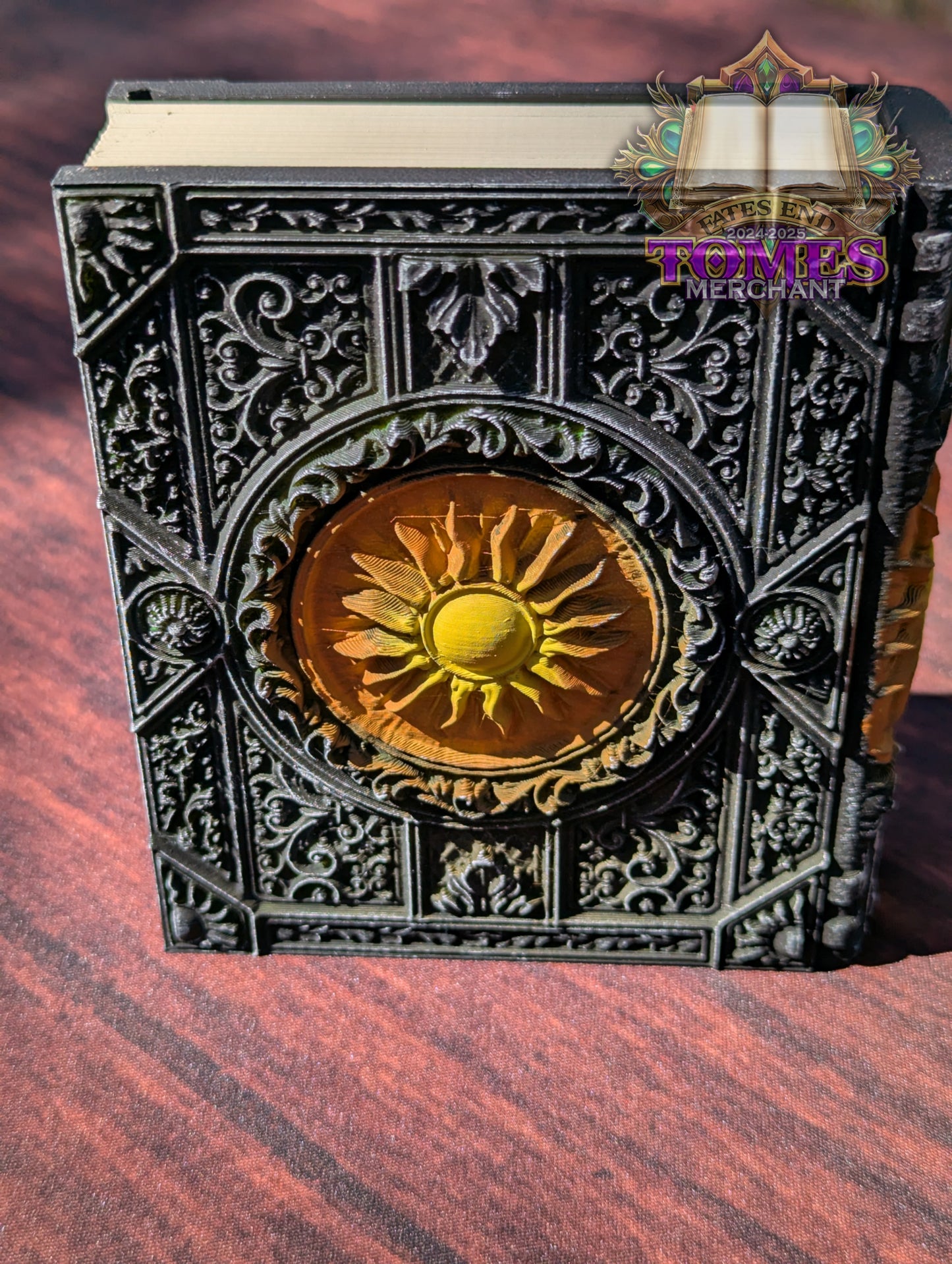 White Mana Symbol 3D Printed Spell Book Tome: RPG Dice Tray, Tokens, & Card Storage