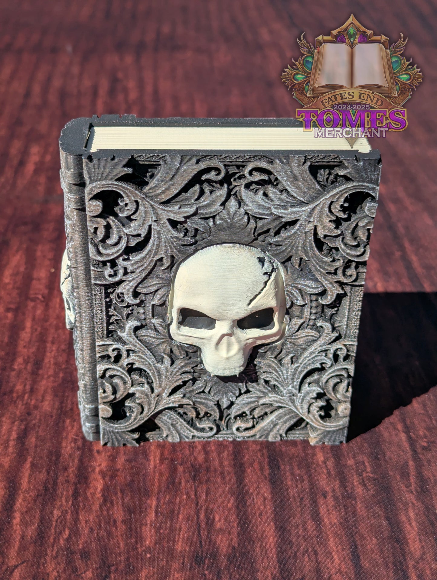 Black Mana Symbol 3D Printed Spell Book Tome: RPG Dice Tray, Tokens, & Card Storage