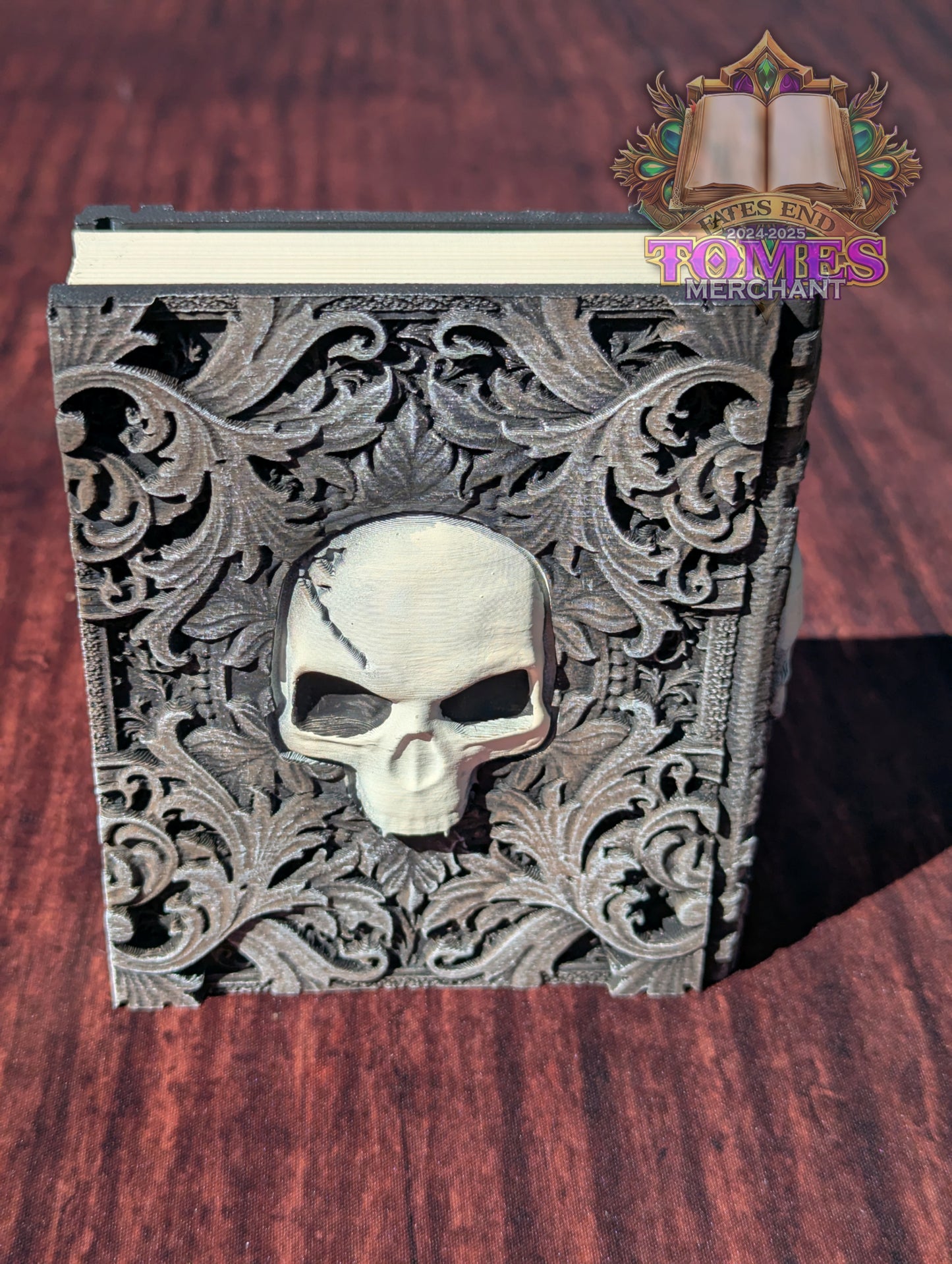 Black Mana Symbol 3D Printed Spell Book Tome: RPG Dice Tray, Tokens, & Card Storage