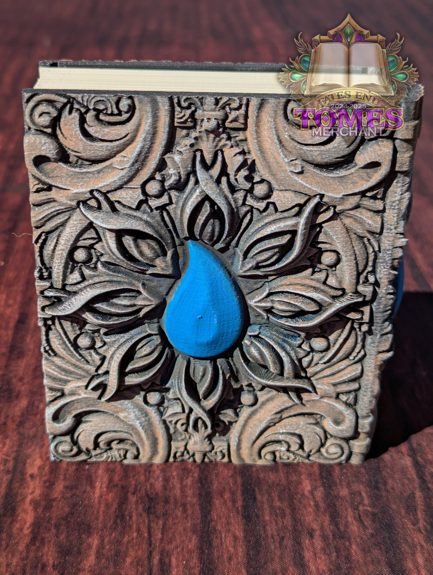Blue Mana Symbol 3D Printed Spell Book Tome: RPG Dice Tray, Tokens, & Card Storage