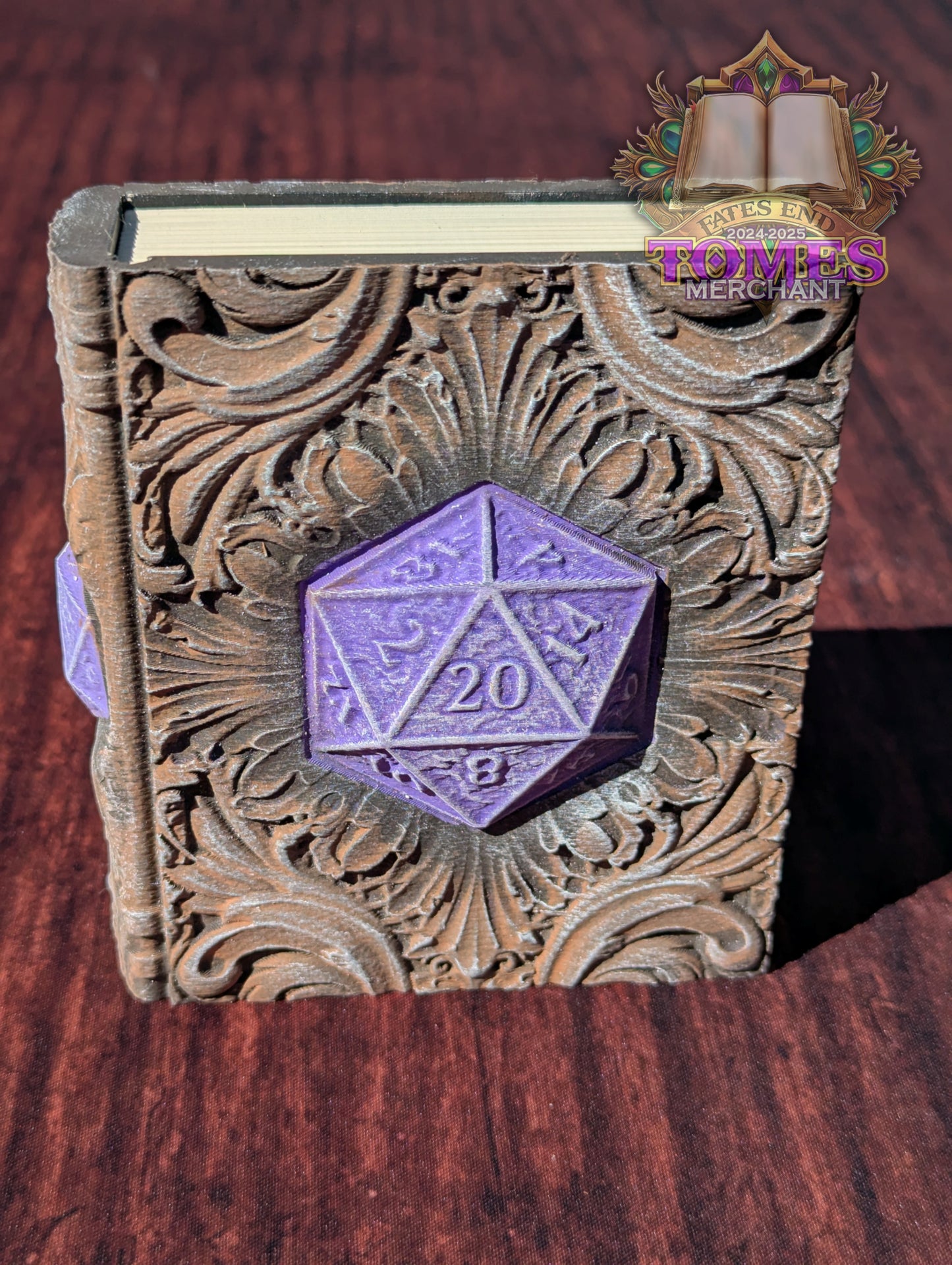 Critical Hit D20 3D Printed RPG Spell Book Tome: RPG Dice Tray, Tokens, & Card Storage