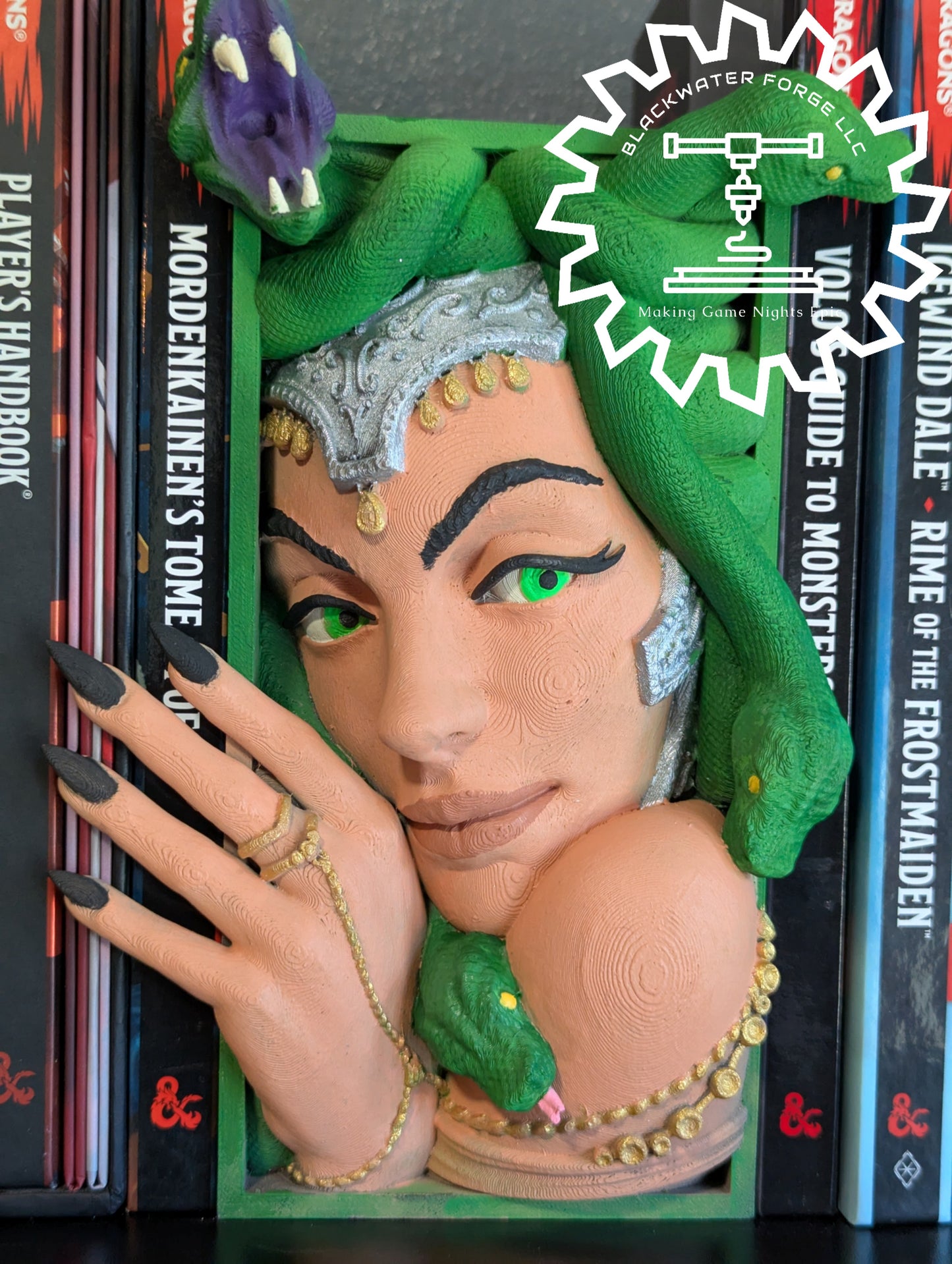 Medusa 3D Printed Book Nook- Miniatures of Madness- Beware the Gaze of Medusa!