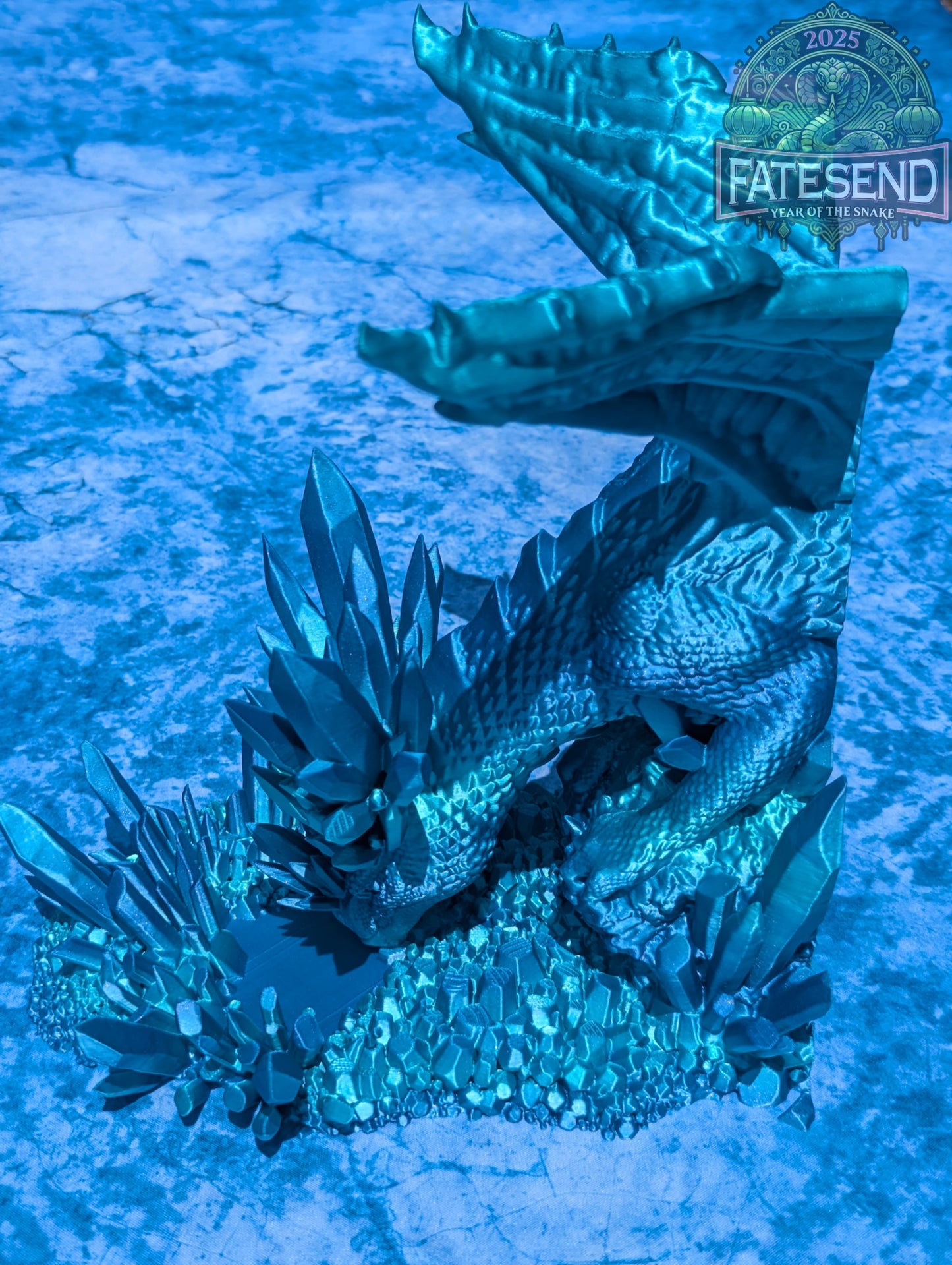 Crystal Ice Dragon Book End Set- Fate's End Collection by Kim Bolt - Fantasy Decor - Frost-Bound Guardians for your Favorite Tomes!