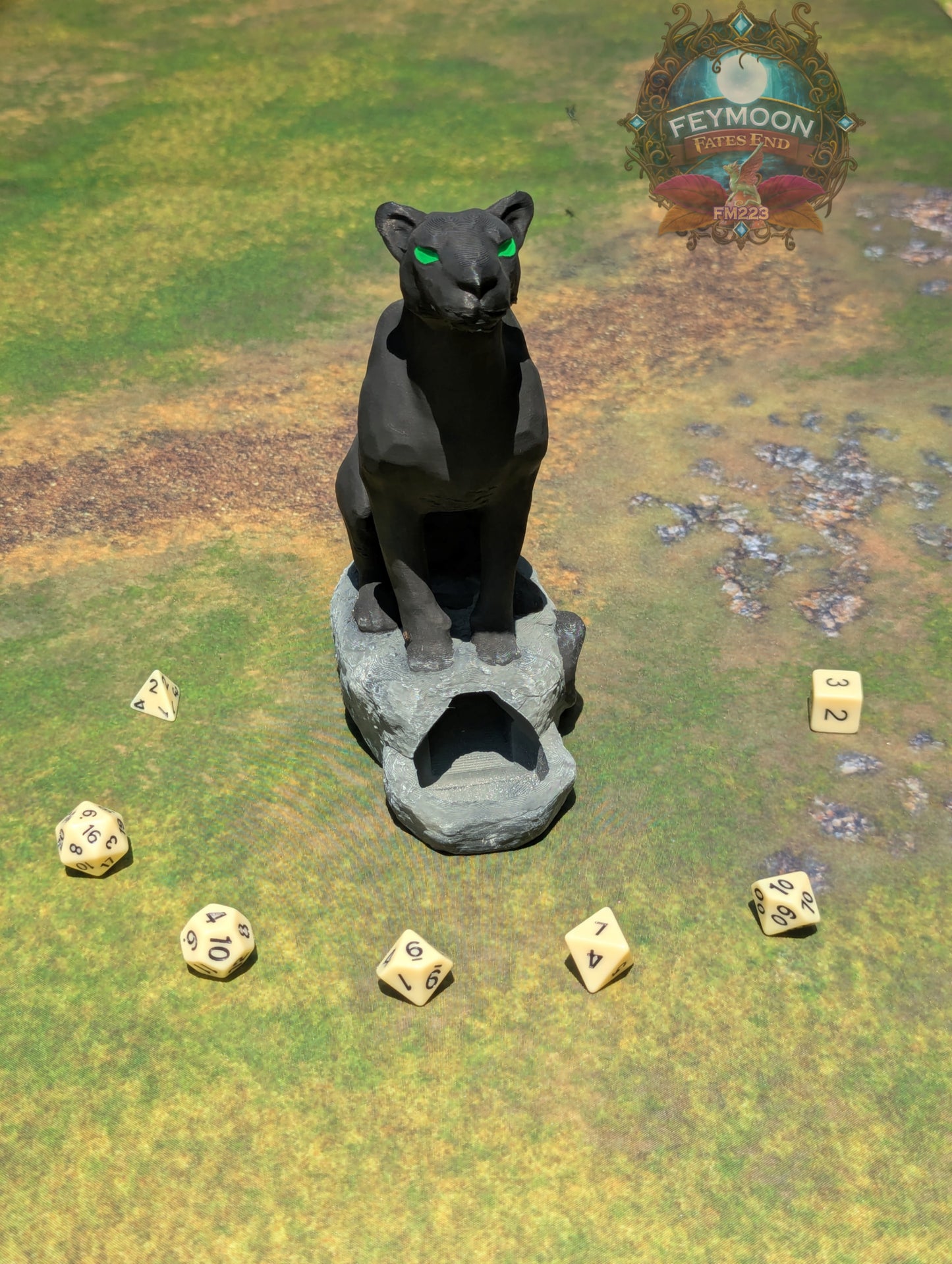 Giant Panther 3D Printed Dice Tower by Kim Bolt - Fate's End Fey Moon Collection - Summon the Spirit of the Wild with the Giant Panther!