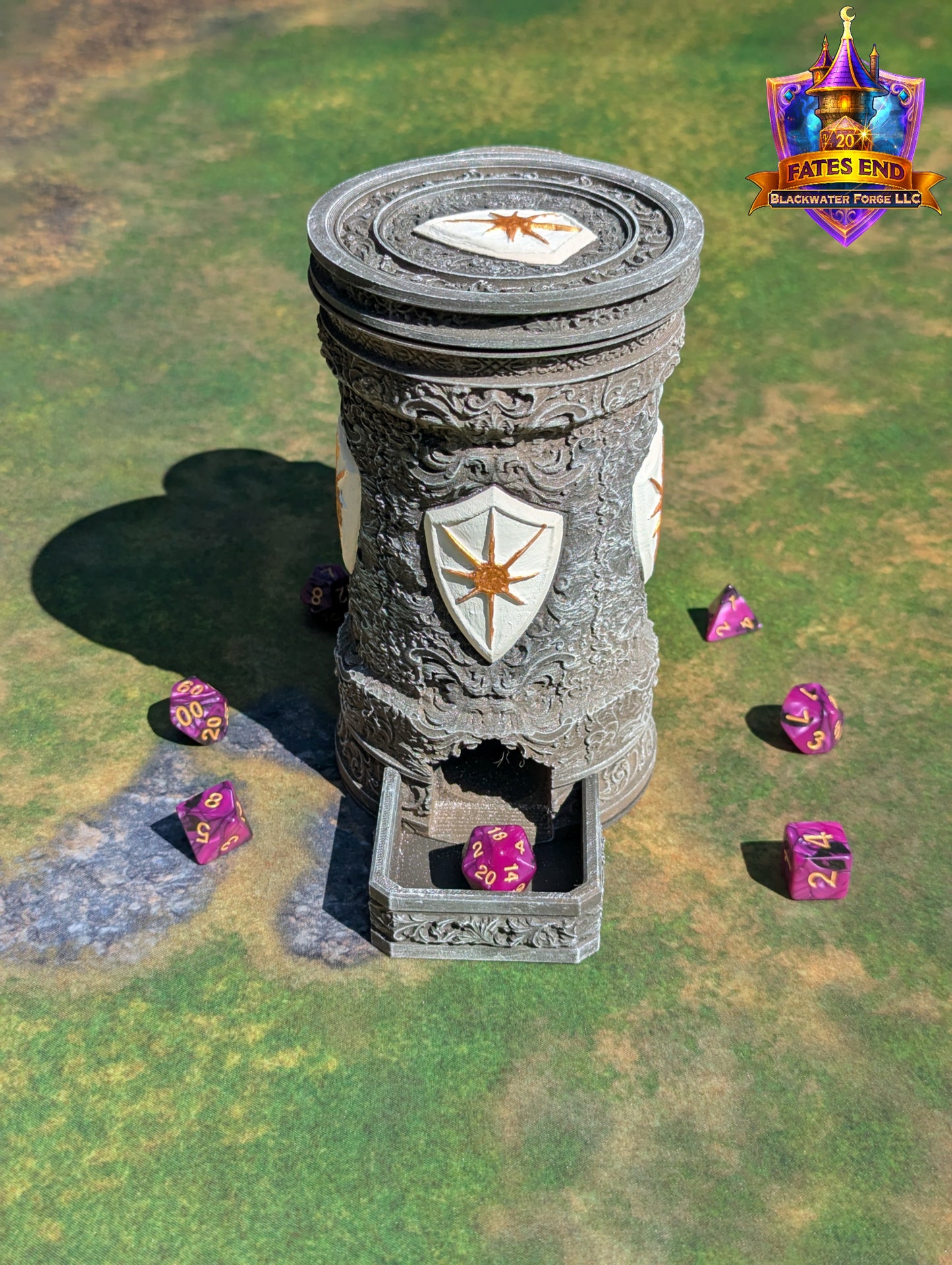 Paladin 3D Printed RPG Dice Tower & Can Holder Combo: Fate's End Collection
