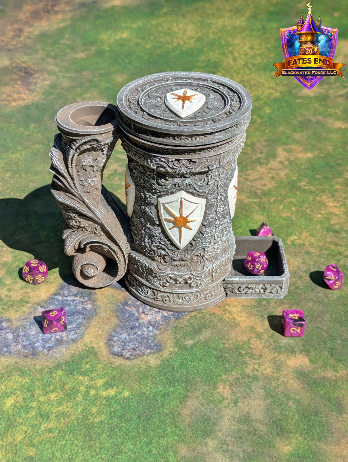 Paladin 3D Printed RPG Dice Tower & Can Holder Combo: Fate's End Collection