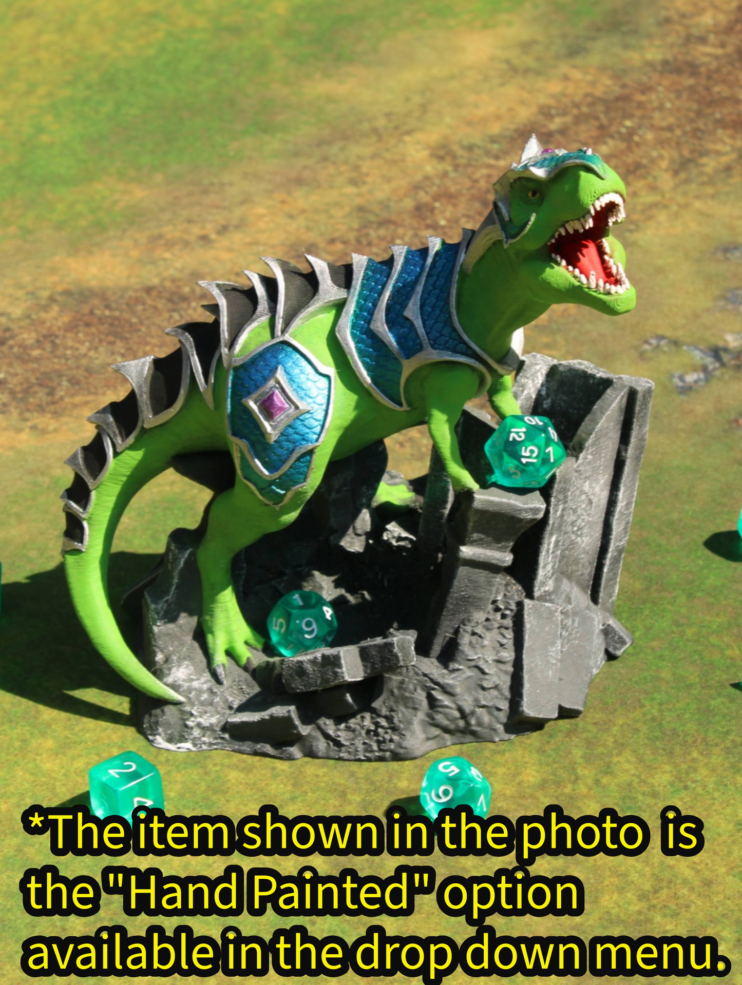 Armored War T-Rex 3D Printed Dice Tower – Fate's End Collection by Kim Bolt - Unleash Prehistoric Power!