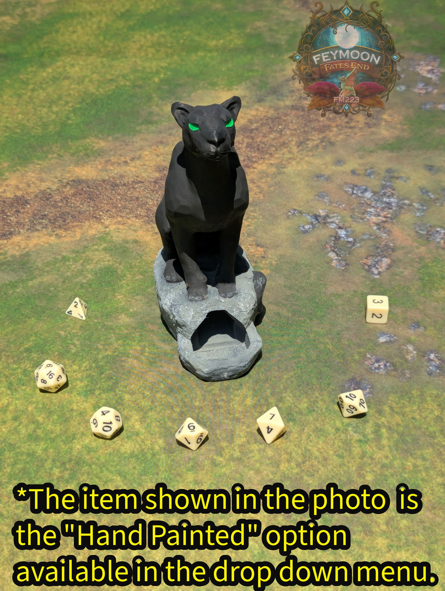 Giant Panther 3D Printed Dice Tower by Kim Bolt - Fate's End Fey Moon Collection - Summon the Spirit of the Wild with the Giant Panther!