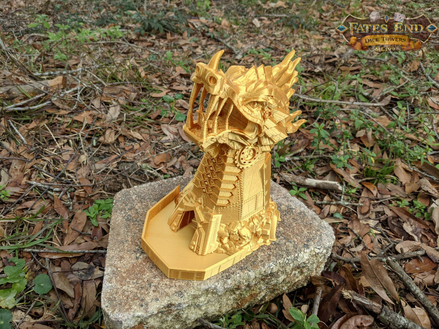 Clockwork Steampunk Dragon Dice Tower - Fate's End Collection - Unleash Mechanical Majesty and Timeless Tales with Every Roll.