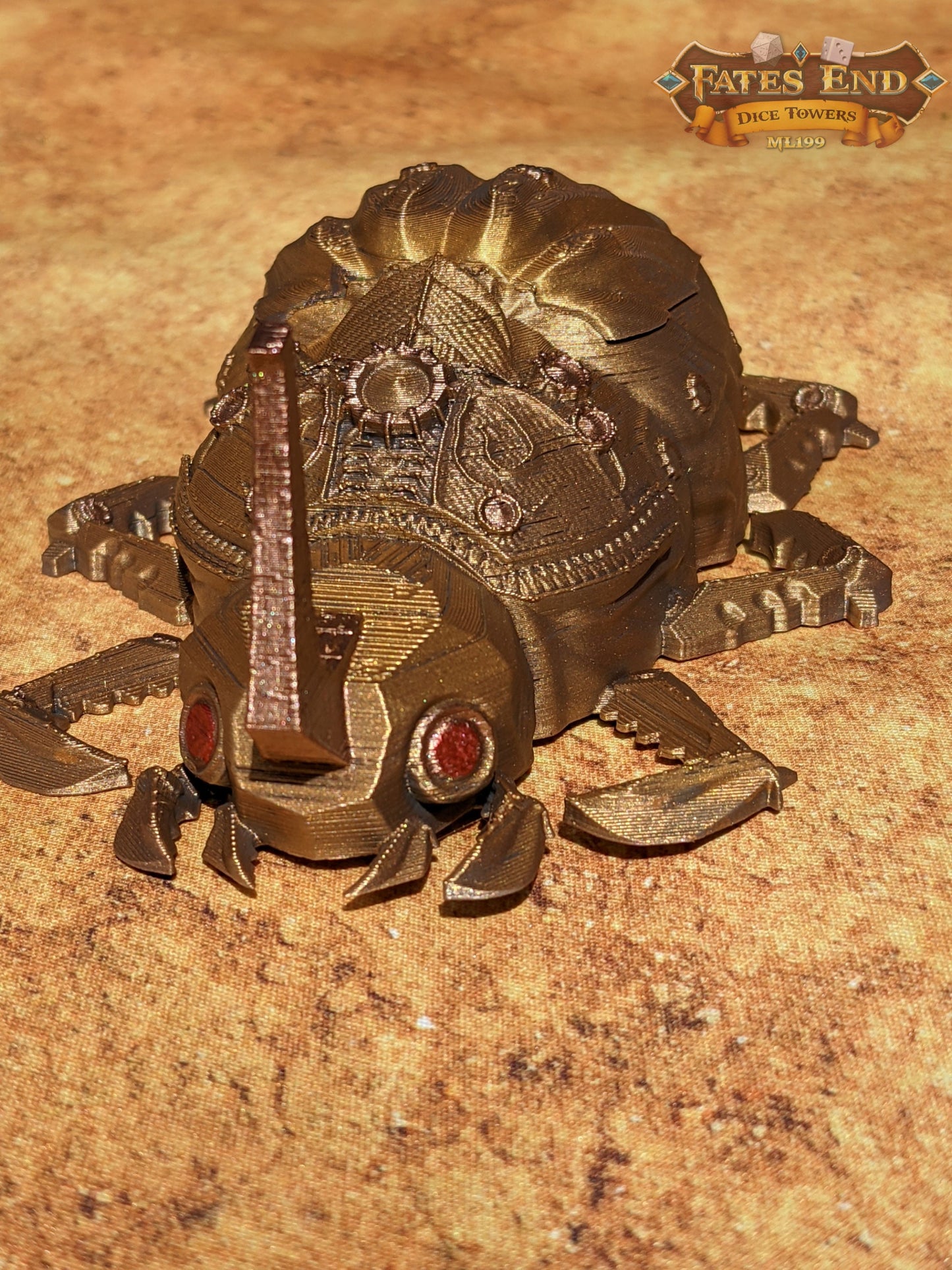 Clockwork Steampunk Scarab Dice Jail/Box/Vault - Fate's End Collection - Guard Your Dice with Ancient Gears and Timeless Elegance!