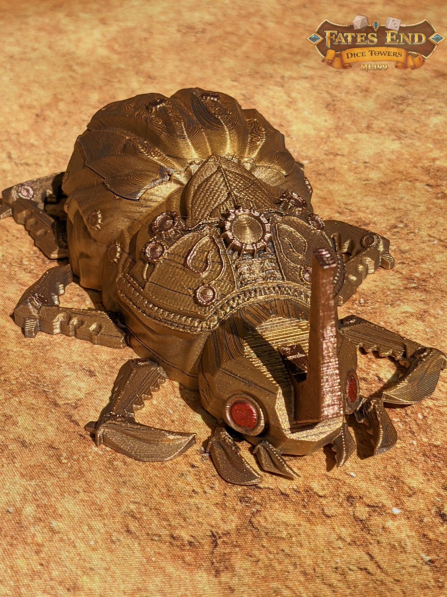 Clockwork Steampunk Scarab Dice Jail/Box/Vault - Fate's End Collection - Guard Your Dice with Ancient Gears and Timeless Elegance!