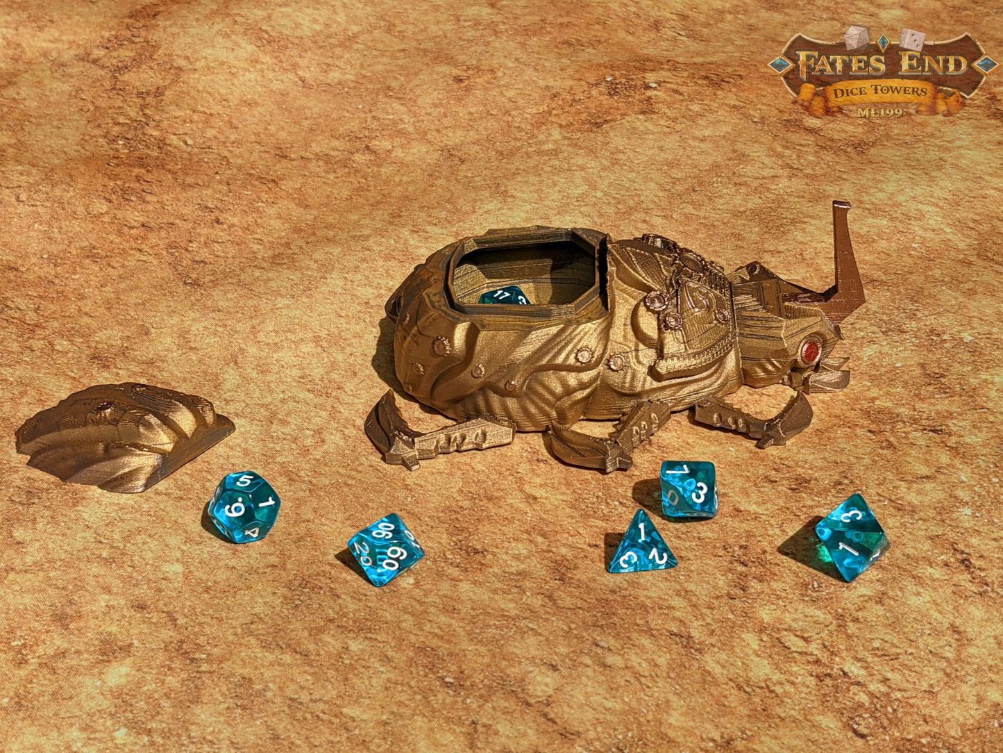 Clockwork Steampunk Scarab Dice Jail/Box/Vault - Fate's End Collection - Guard Your Dice with Ancient Gears and Timeless Elegance!