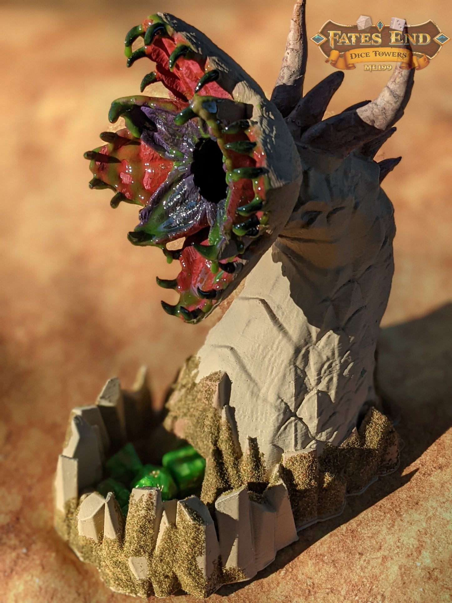 Dune Sand Worm 3D Printed Dice Tower - Fate's End Collection - Embark on a Thrilling Adventure!