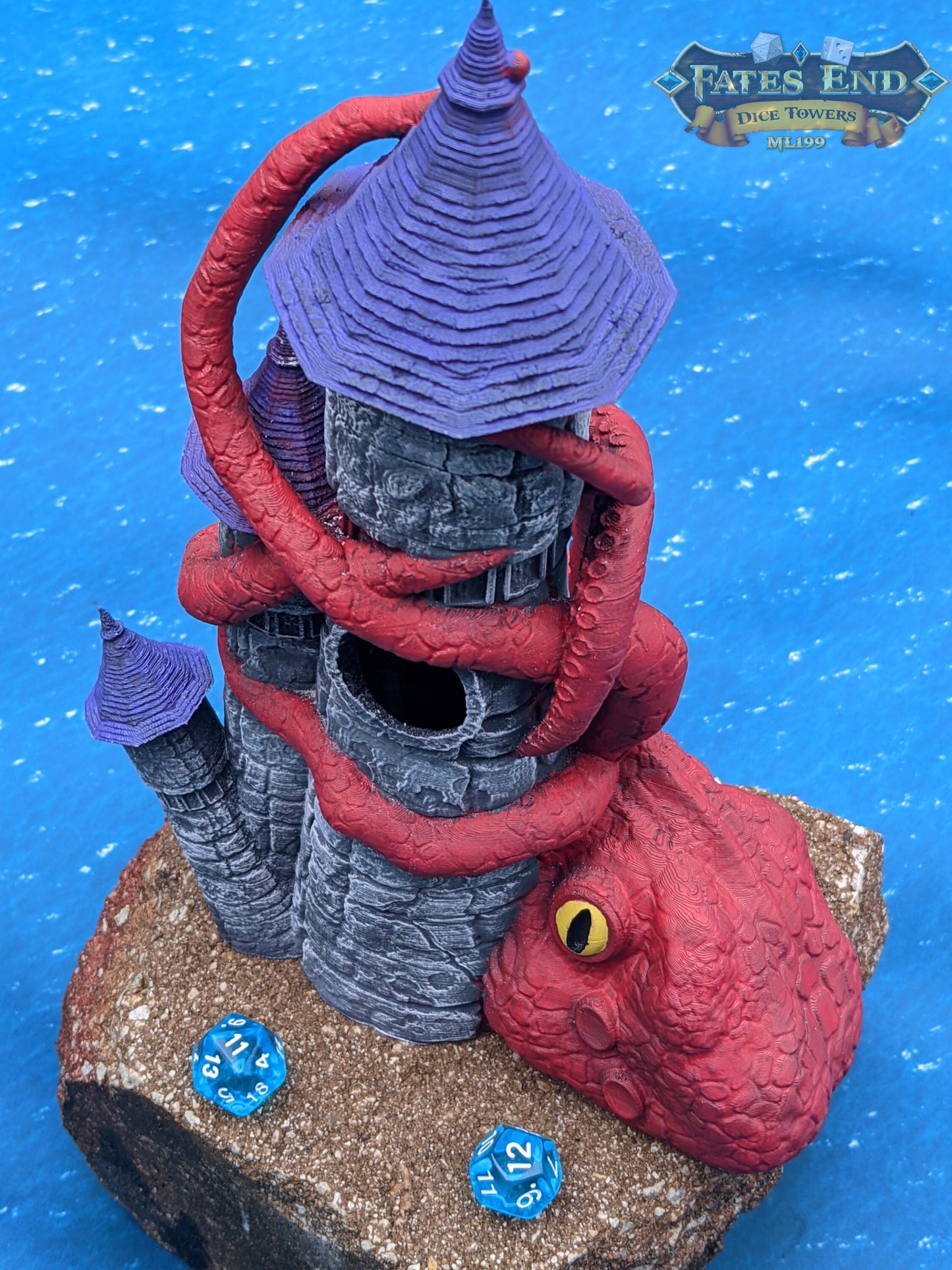 Kraken 3D Printed Dice Tower - Fate's End Collection by Kim Bolt- Release the Kraken!!!