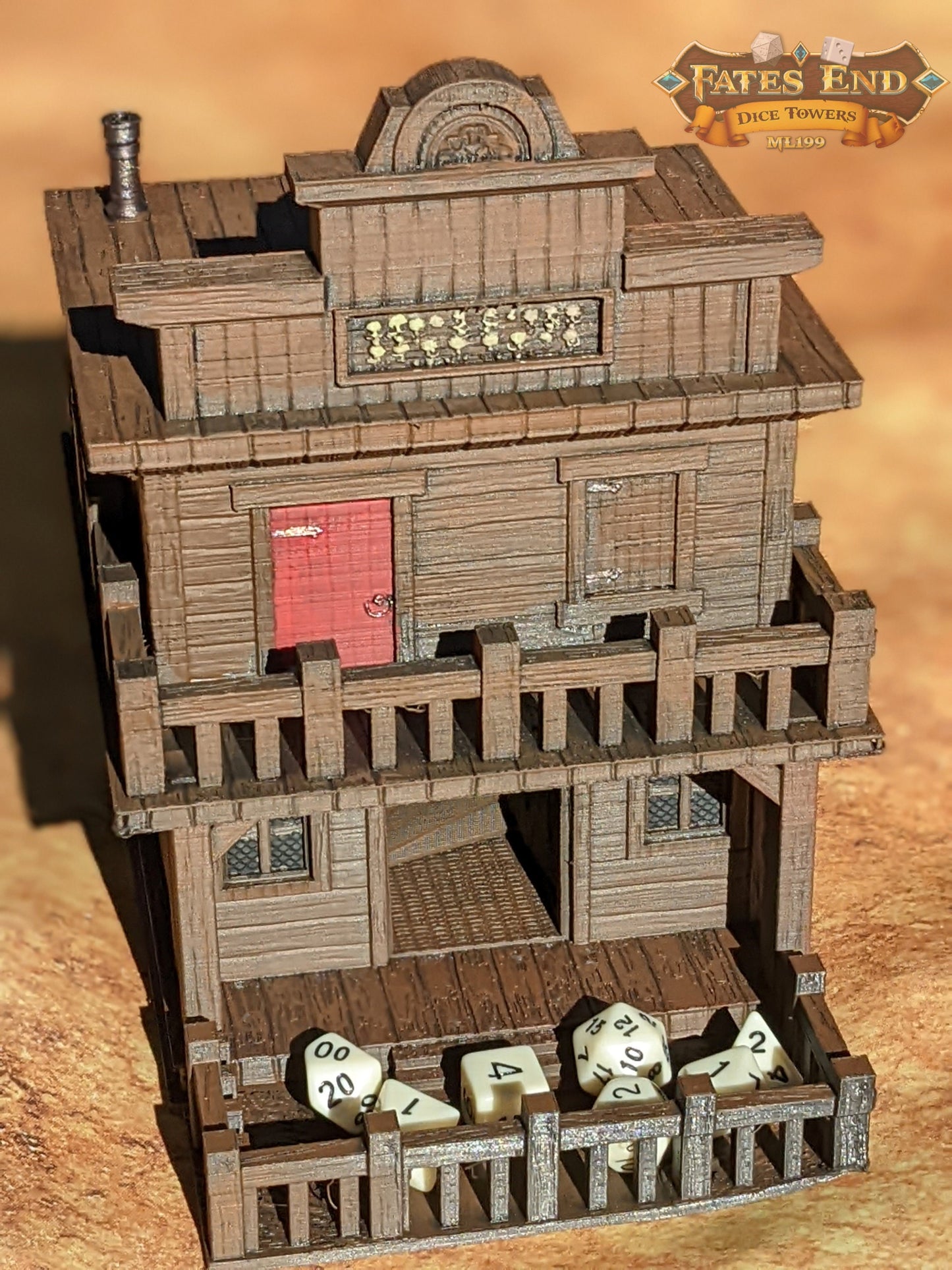 Ghost Town 3D Printed Dice Tower- Fate's End Collection- Have your sidearm ready to draw!