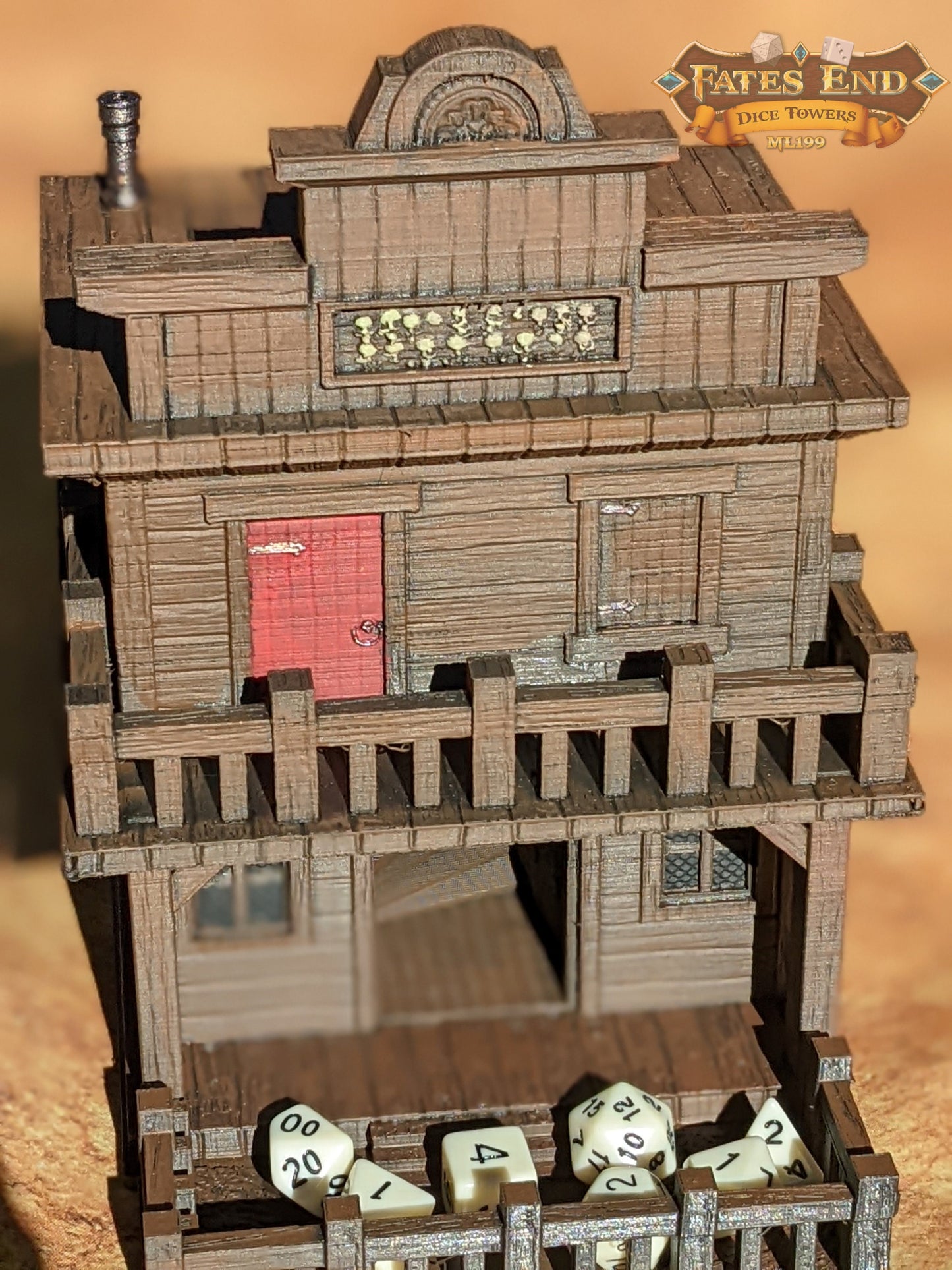 Ghost Town 3D Printed Dice Tower- Fate's End Collection- Have your sidearm ready to draw!