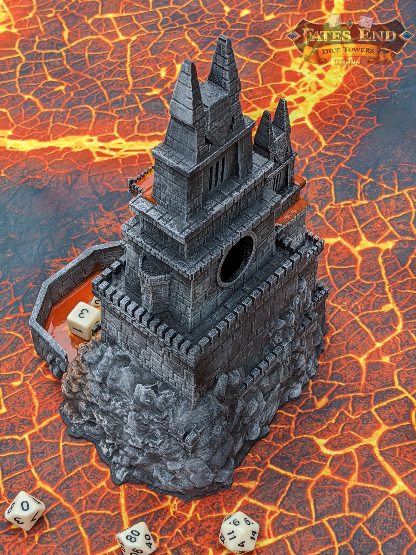Dragonborn Dice Tower - Fate's End Collection - Channel the Fiery Soul of Dragonkind with Every Fateful Roll.
