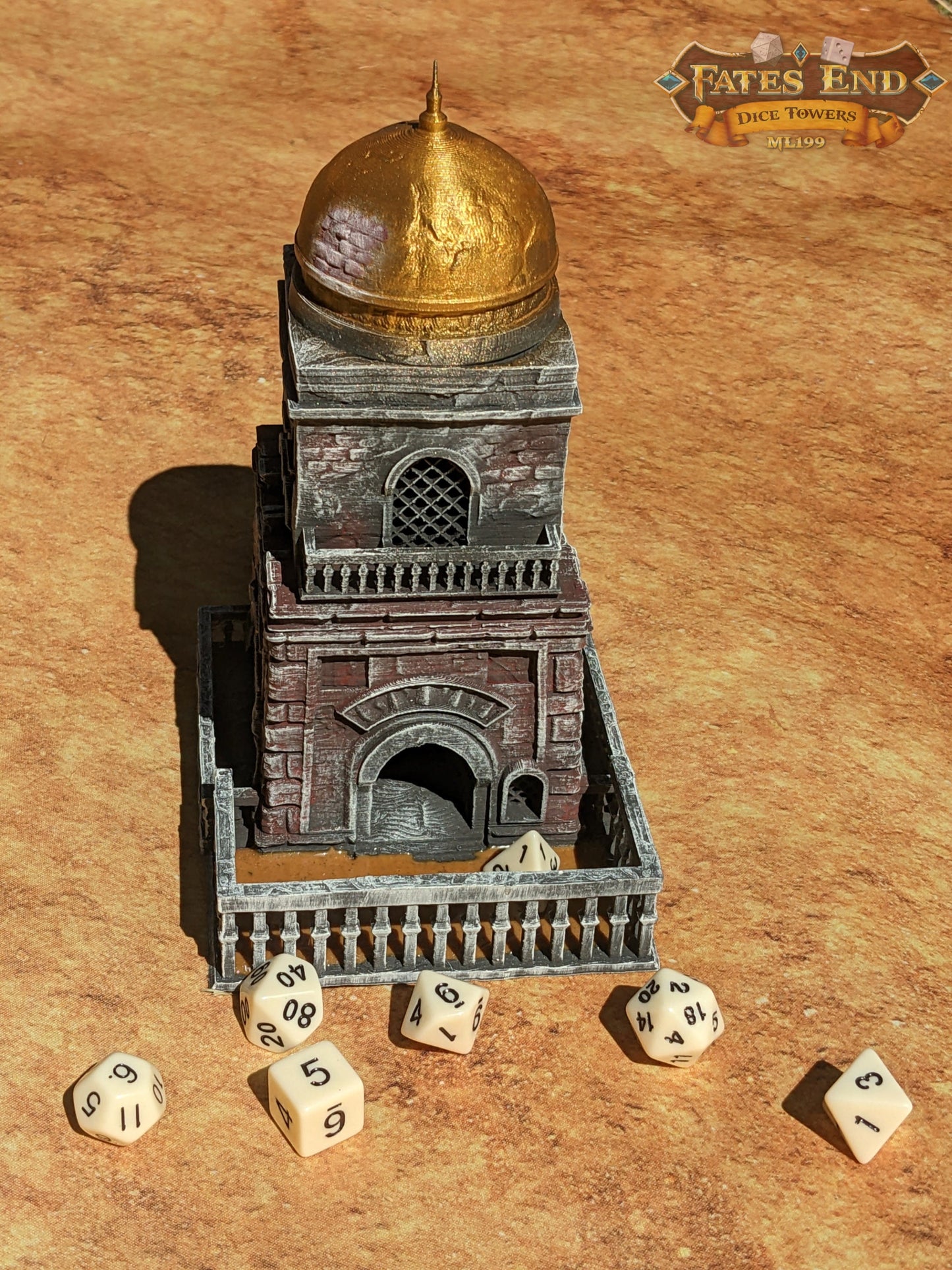 Sand Citadel 3D Printed Dice Tower - Fate's End Collection -Journey through the Sands of Time!