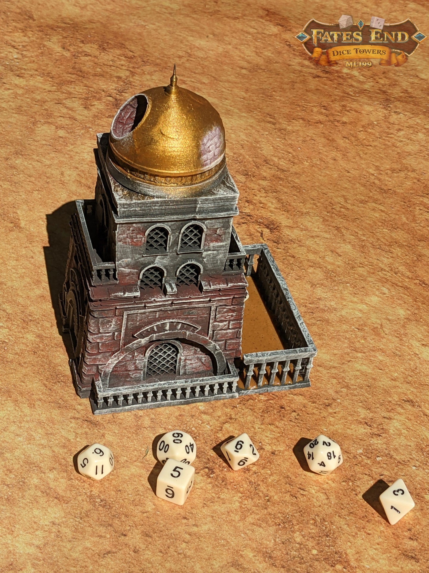 Sand Citadel 3D Printed Dice Tower - Fate's End Collection -Journey through the Sands of Time!