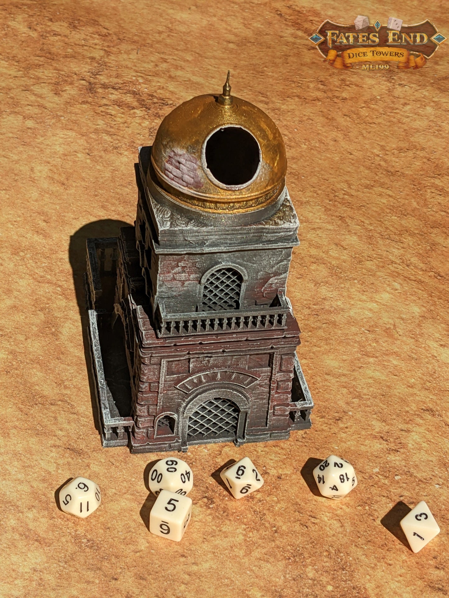 Sand Citadel 3D Printed Dice Tower - Fate's End Collection -Journey through the Sands of Time!