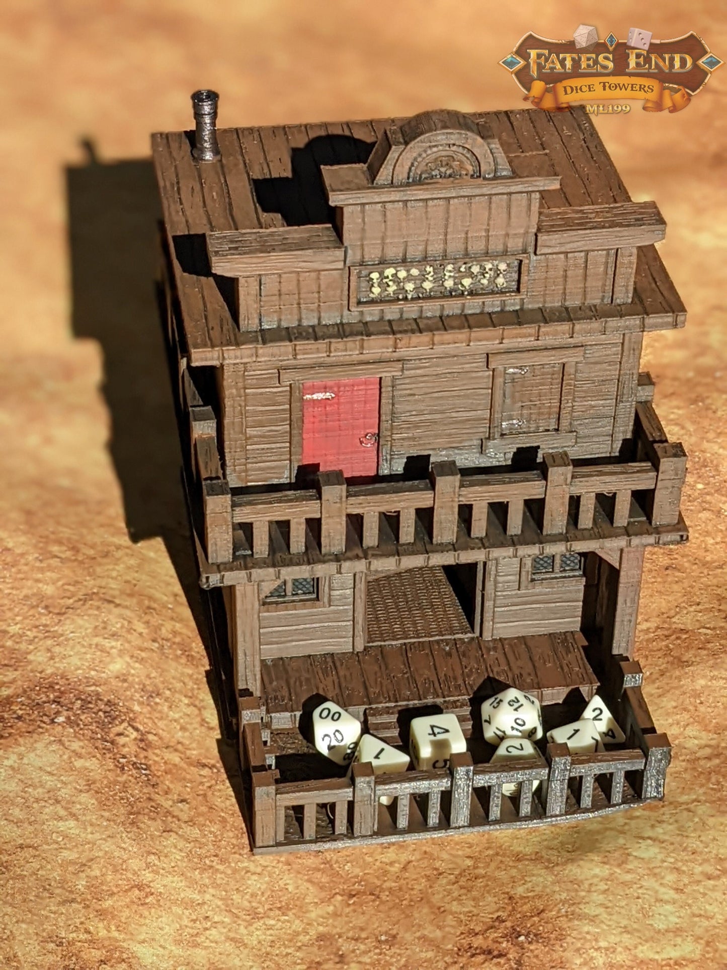 Ghost Town 3D Printed Dice Tower- Fate's End Collection- Have your sidearm ready to draw!