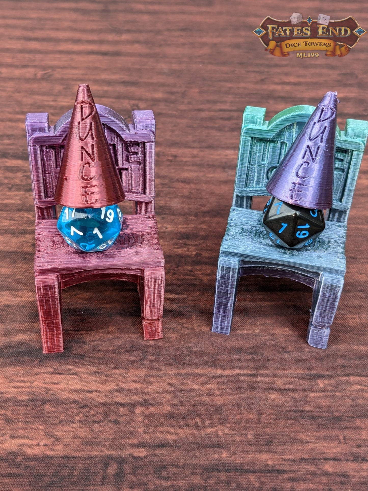 Time Out Chair & Dunce Cap 3D Printed Dice Jail - RPG Dice Vault - D20 Shame Chair - Roll for Redemption and Shameless Fun