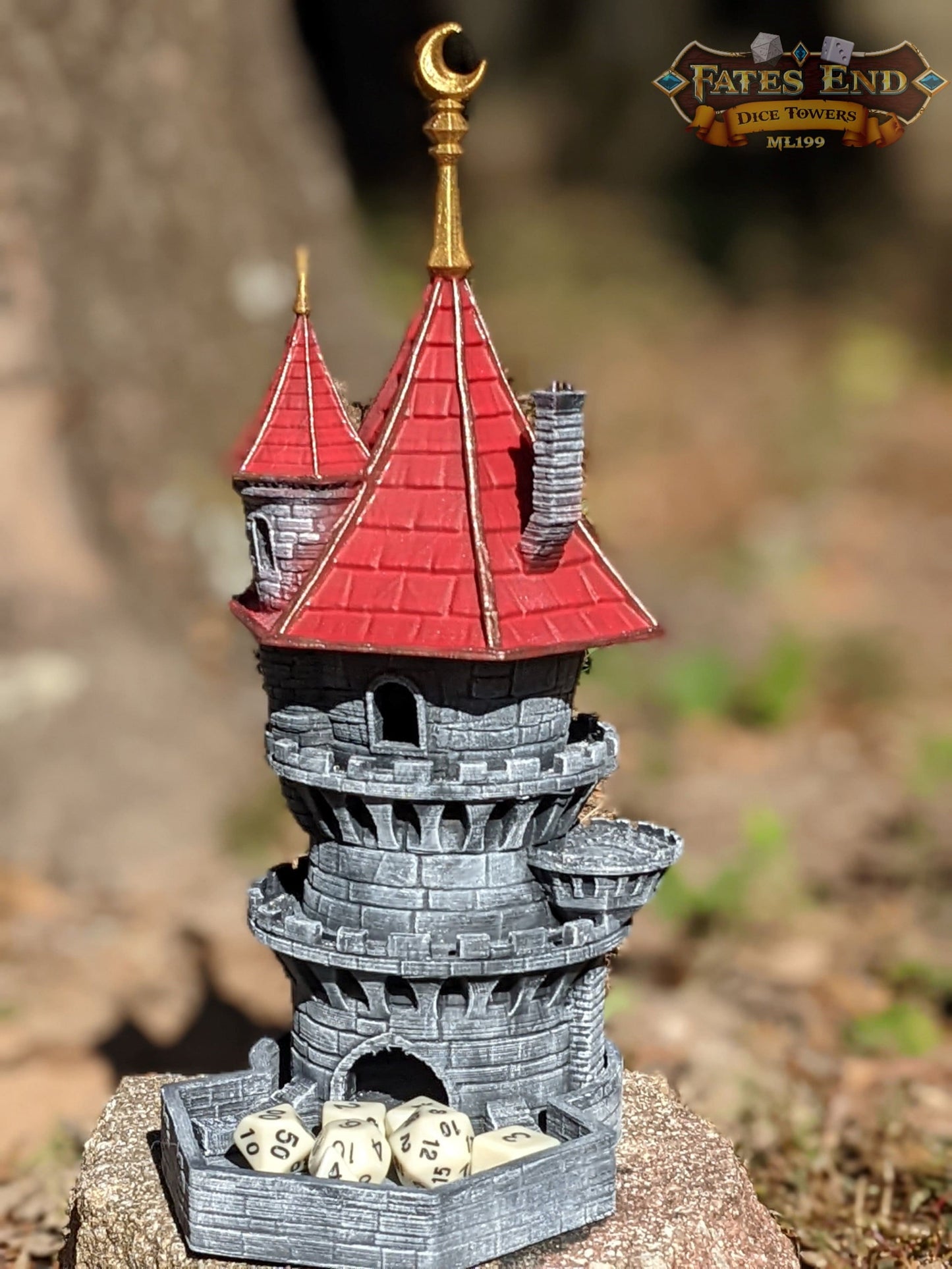 Wizard 3D Printed Dice Tower - Fate's End Collection - Tabletop RPG Gaming Fantasy Cosplay - Channel Arcane Might and Mystical Lore.