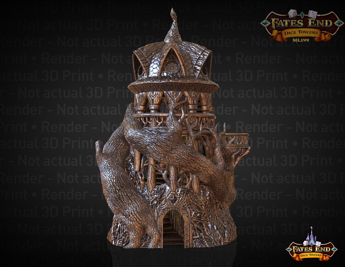Druid 3D Printed Dice Tower - Fate's End Collection - Harness Nature's Magic and Ancient Rituals with Every Roll!