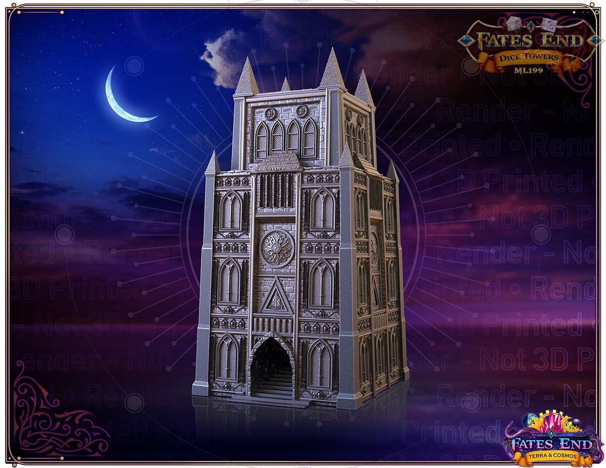 Garrison Fortress 3D Printed Cathedral Dice Tower - Fate's End Collection by Kim Bolt- Defend Your Realm & Guard Your Rolls!