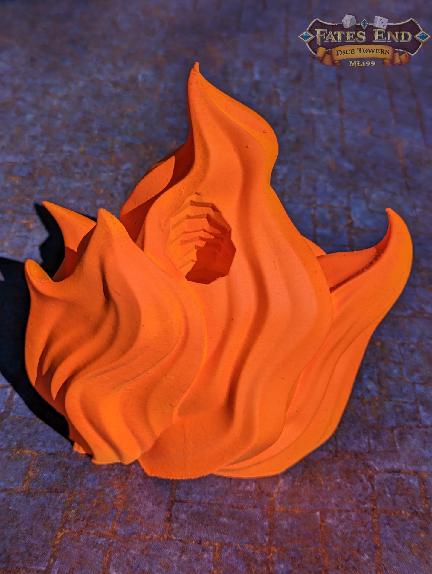 Sorcerer Fire 3D Printed Dice Tower | RPG Wizard Dice Roller | Fate's End Collection- Embrace the Fiery Passion of the Arcane Flame!